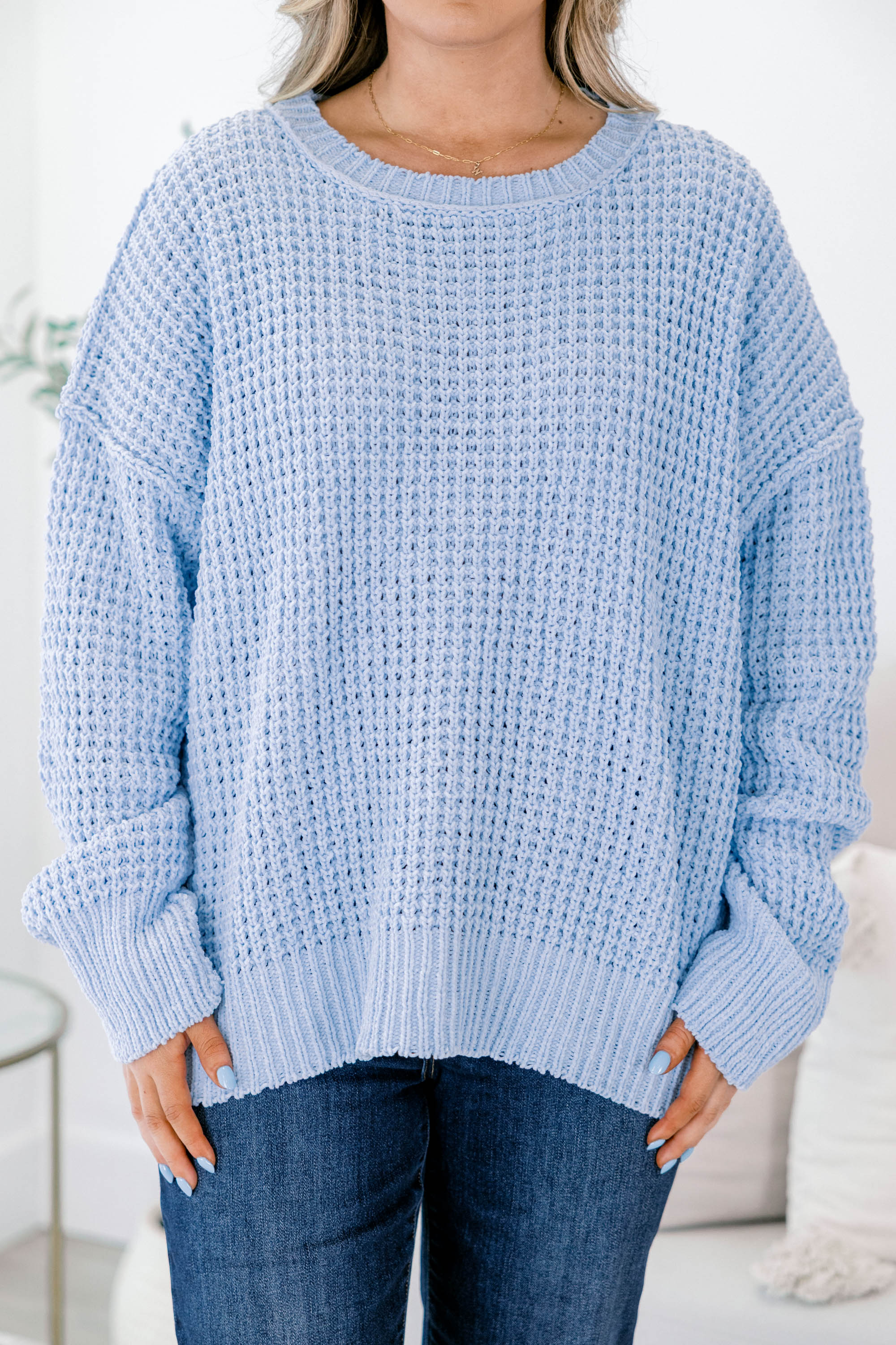Falling Petals Sweater, Blue