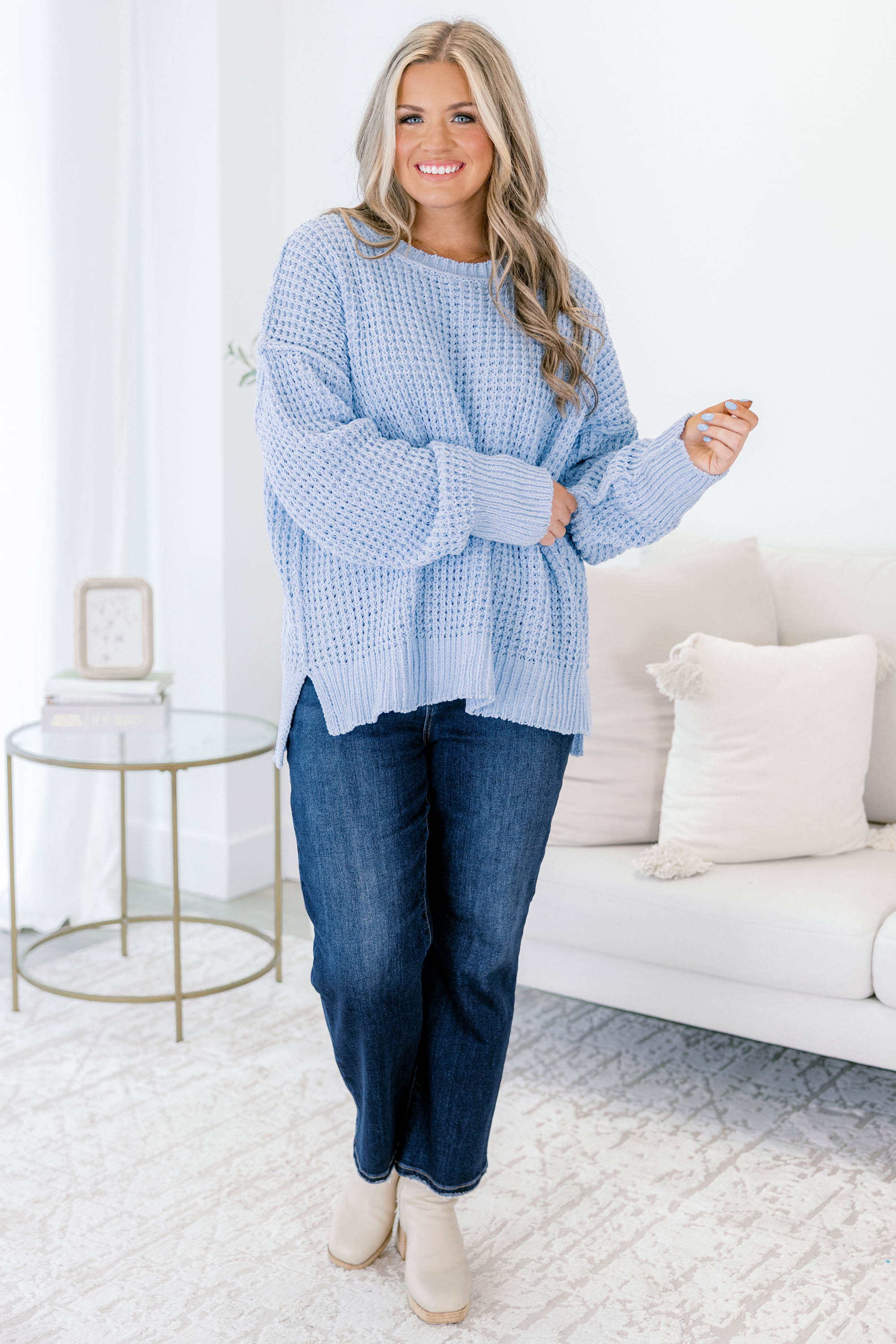 Falling Petals Sweater, Blue