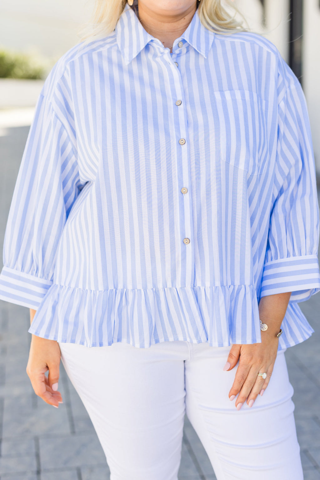 Feel Free Top, Blue Stripe