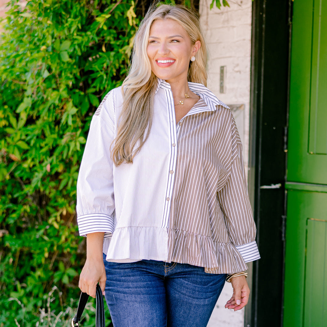 Feel Free Top, Brown Multi