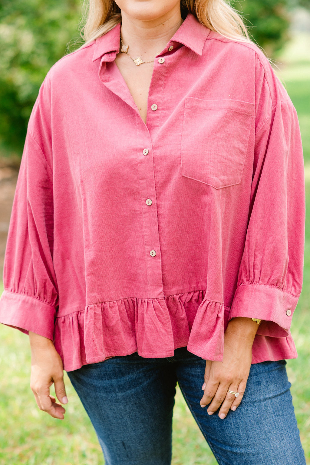 Feel Free Top, Pink Corduroy