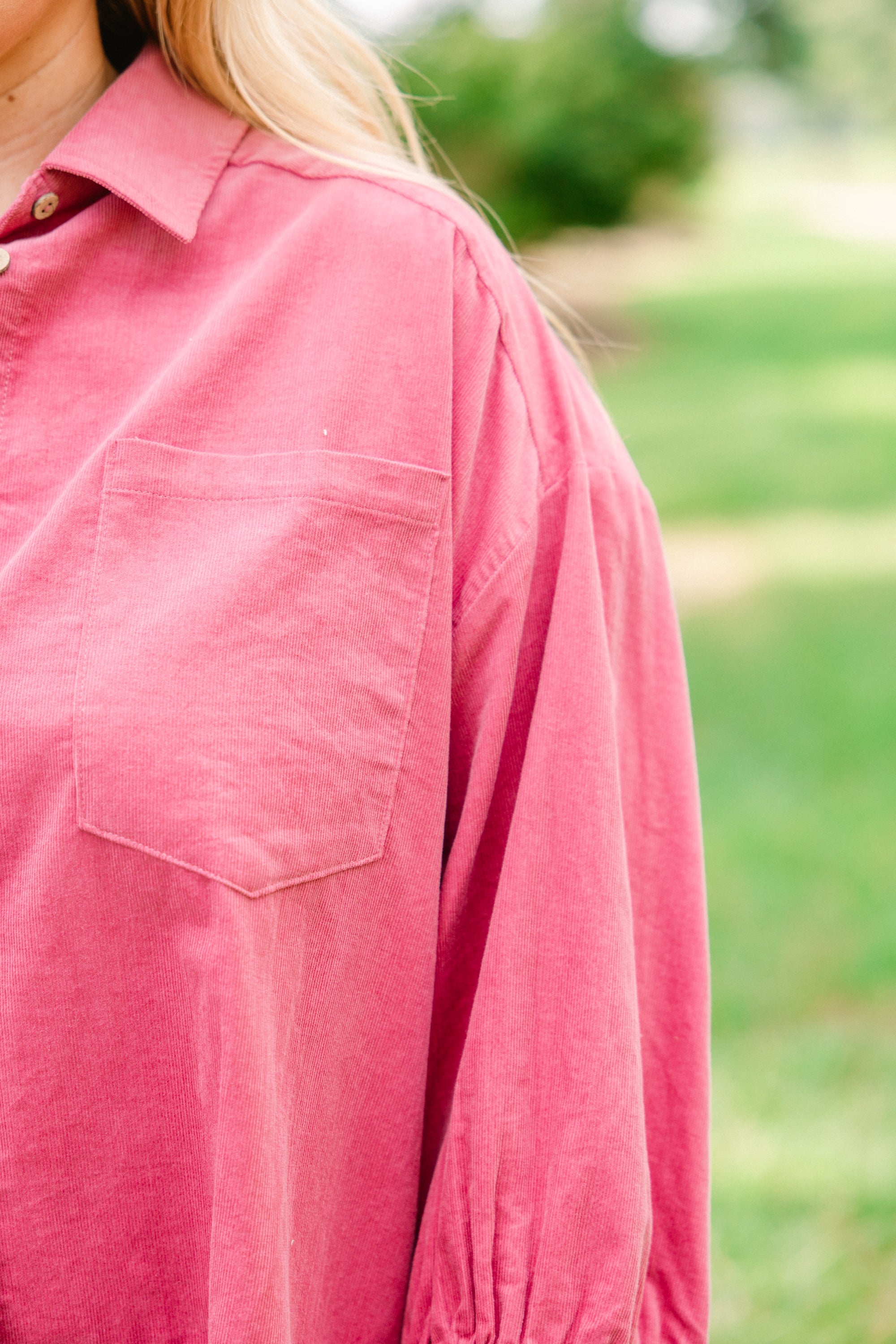 Feel Free Top, Pink Corduroy