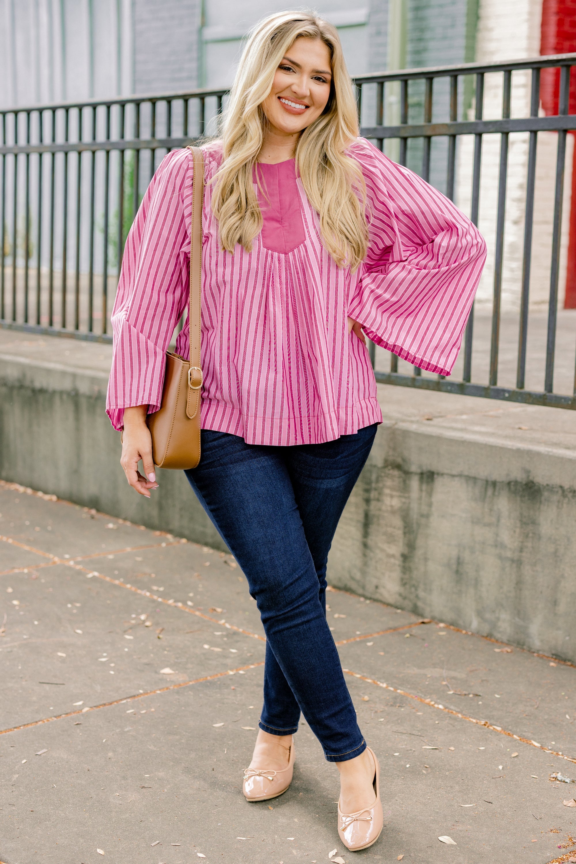 Free Like The Wind Top, Pink Stripe