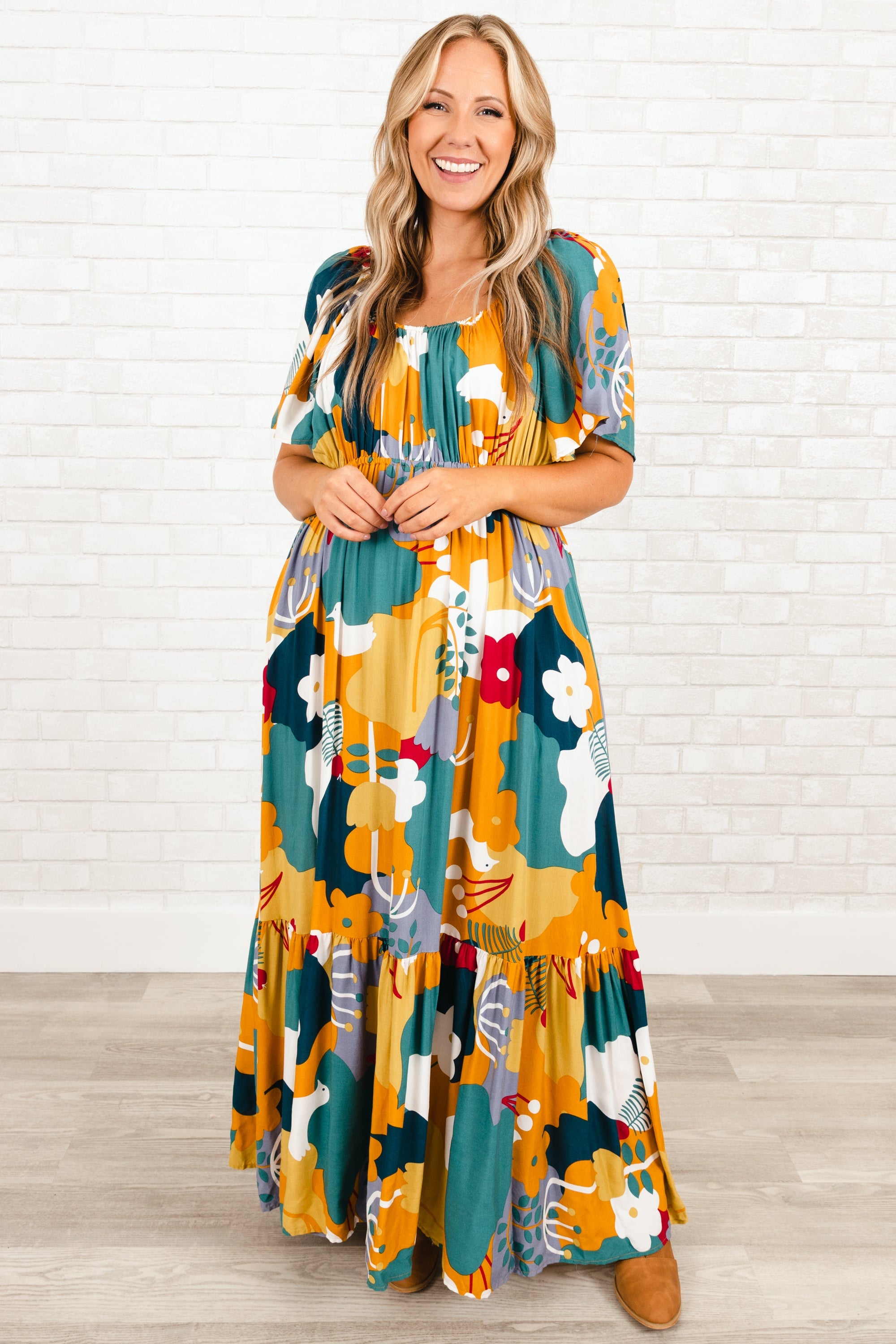 Feeling Florals Dress, Mustard