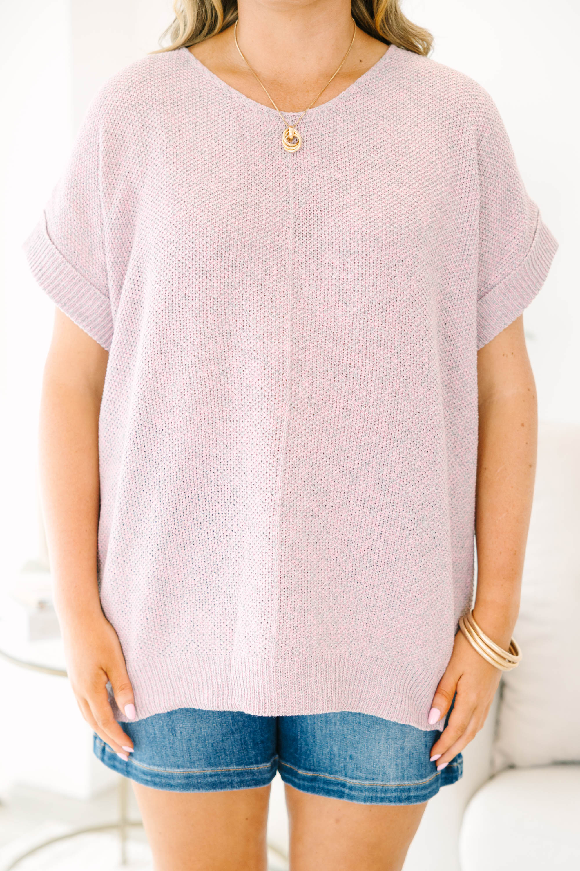 Feels Like The Moment Sweater, Pink Gray