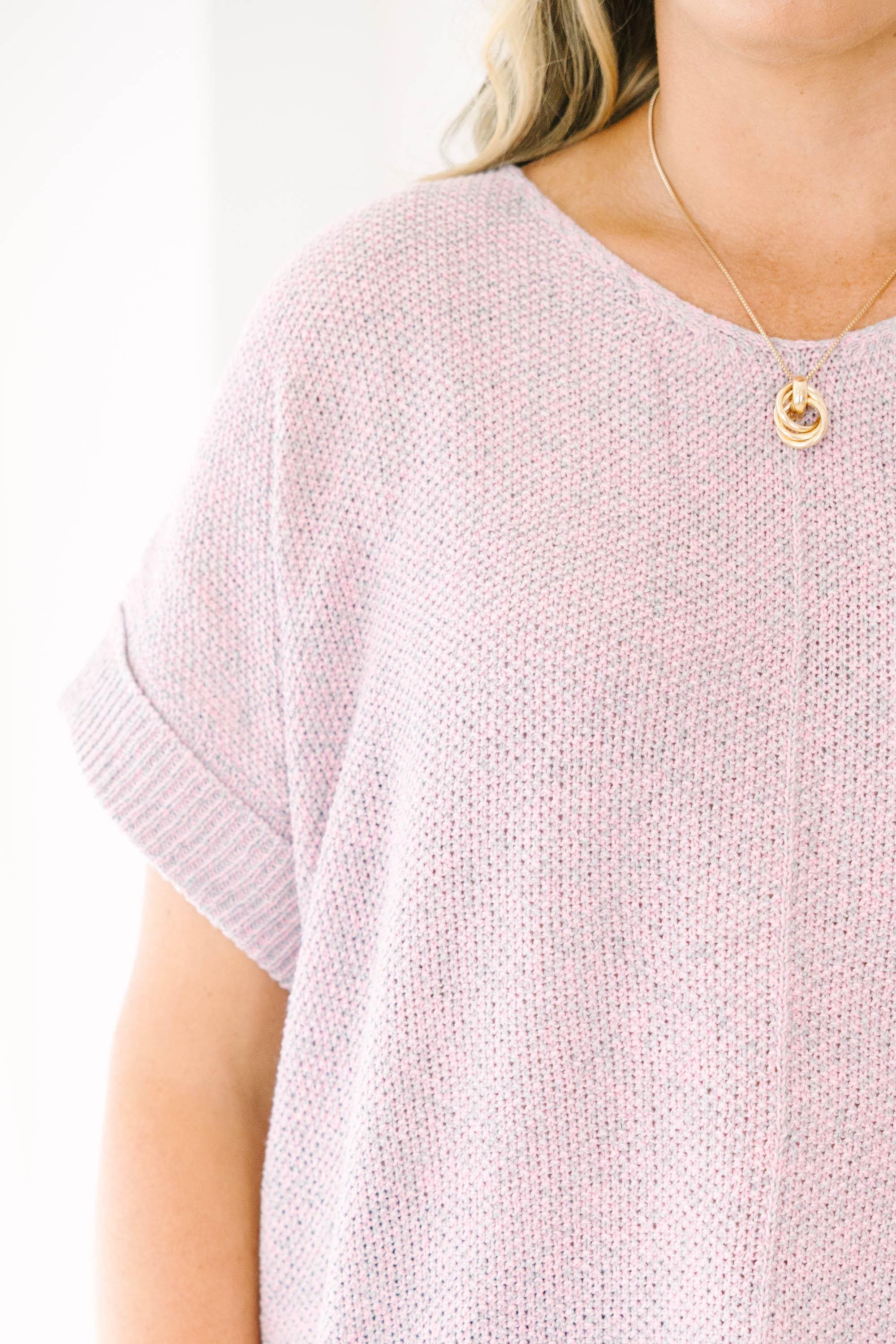 Feels Like The Moment Sweater, Pink Gray