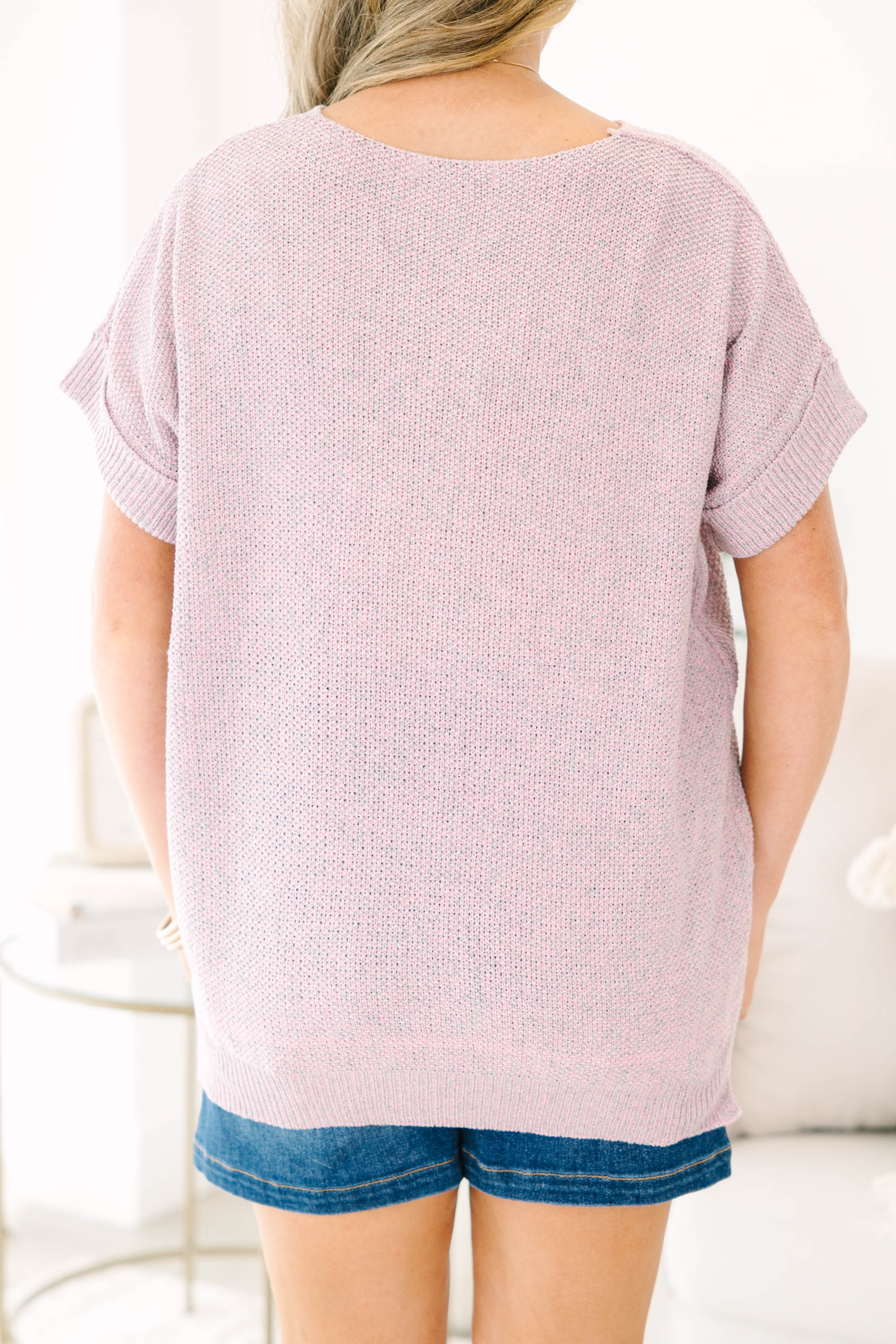Feels Like The Moment Sweater, Pink Gray