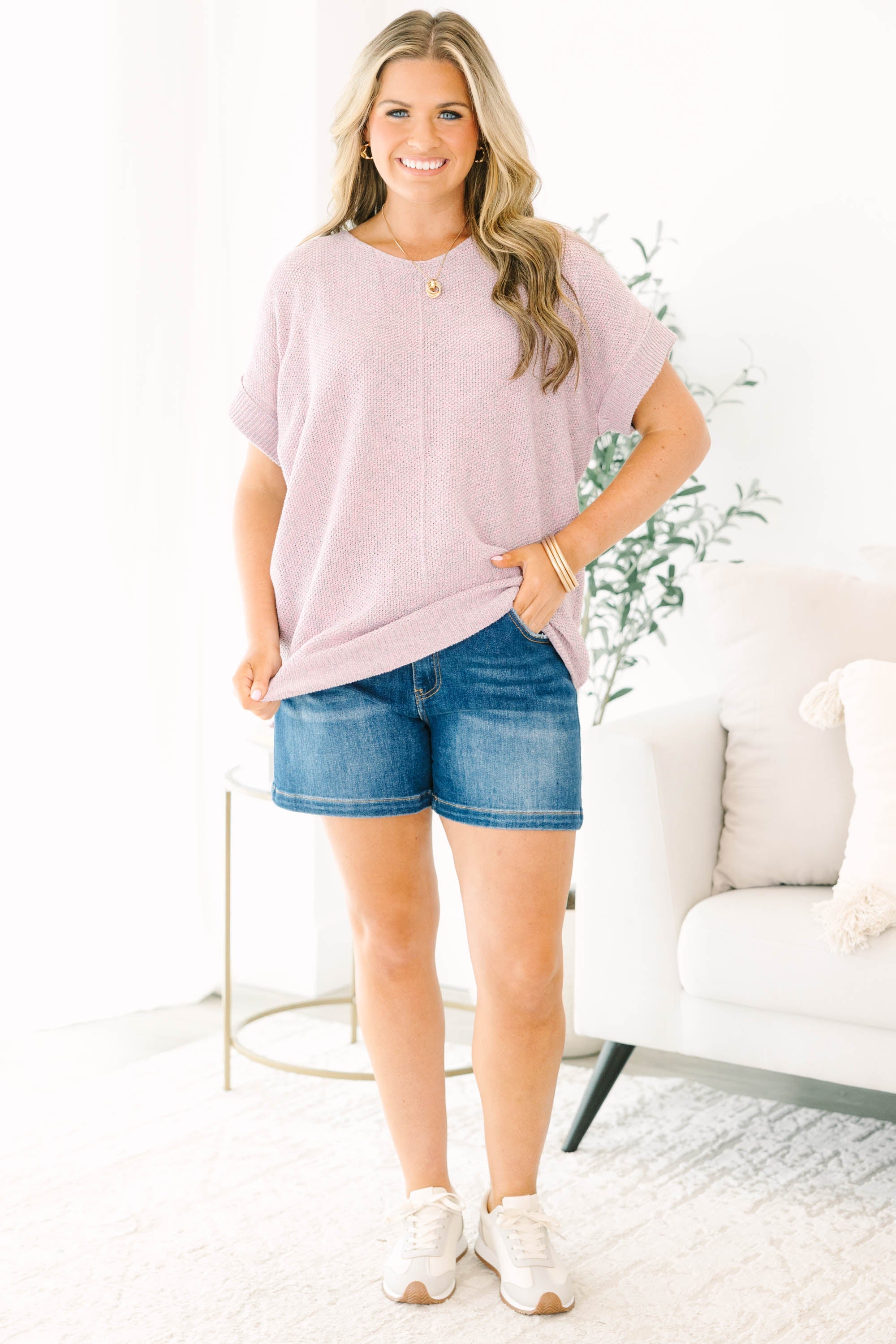 Feels Like The Moment Sweater, Pink Gray