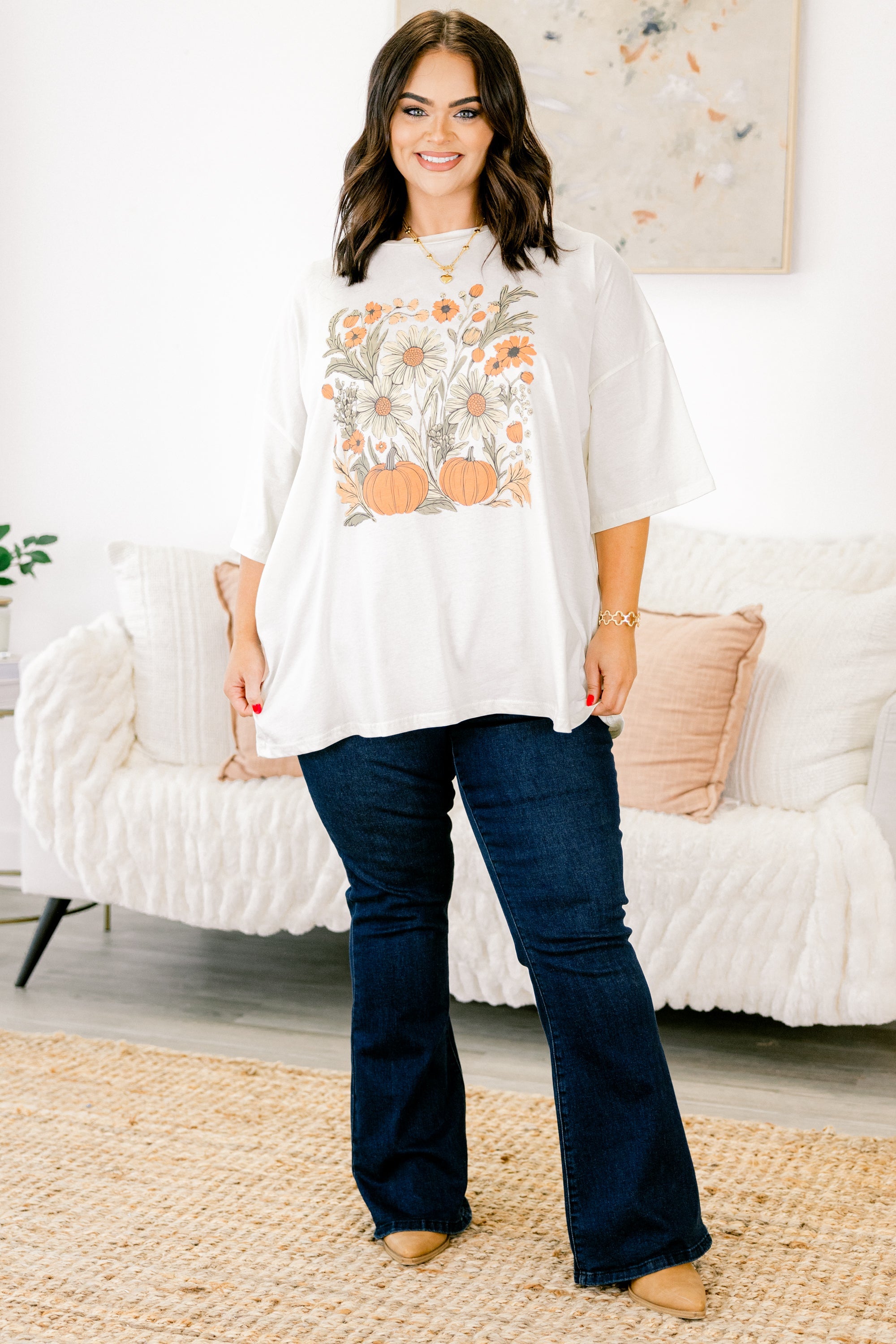Field Of Flowers Boyfriend Tee, Ivory