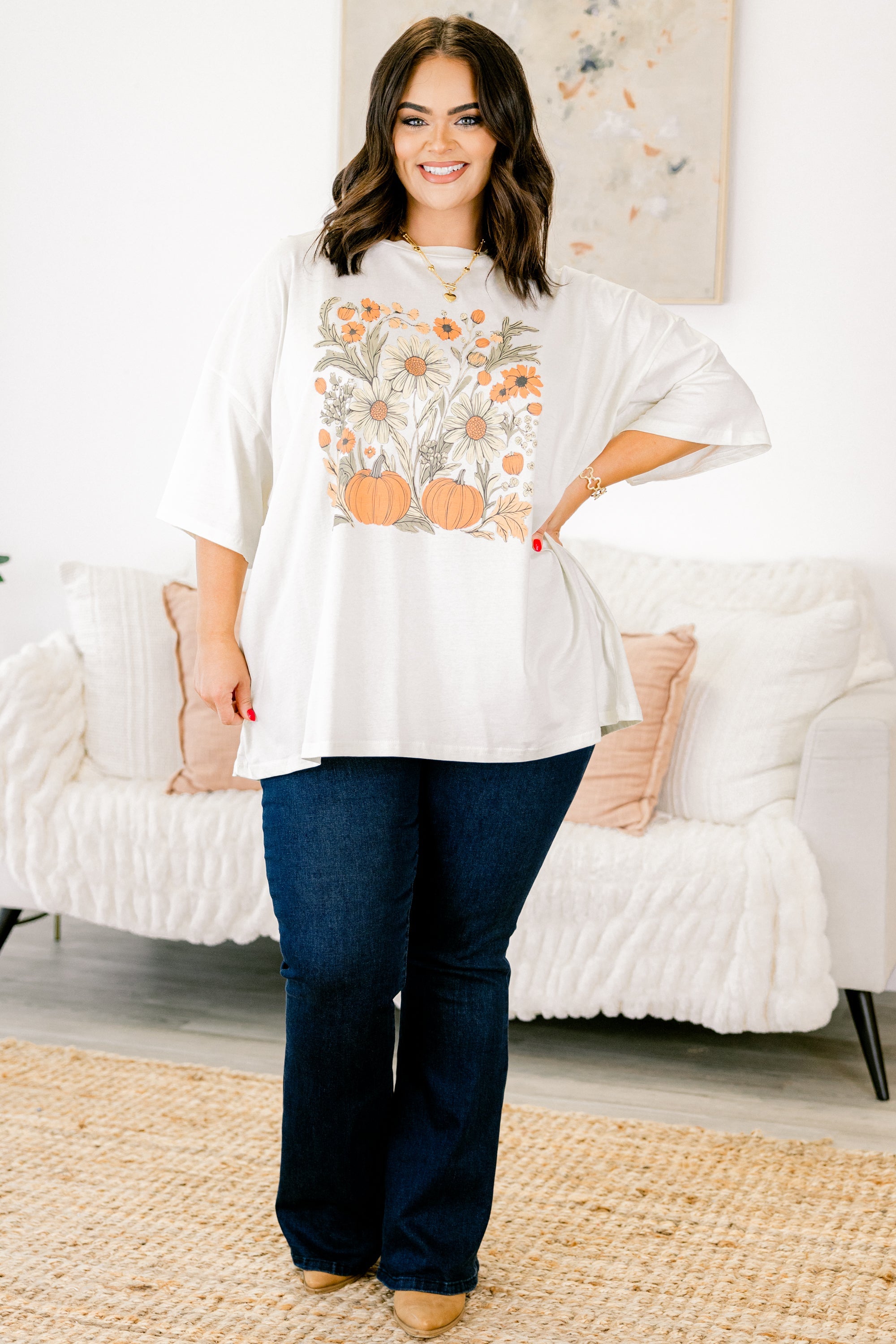Field Of Flowers Boyfriend Tee, Ivory