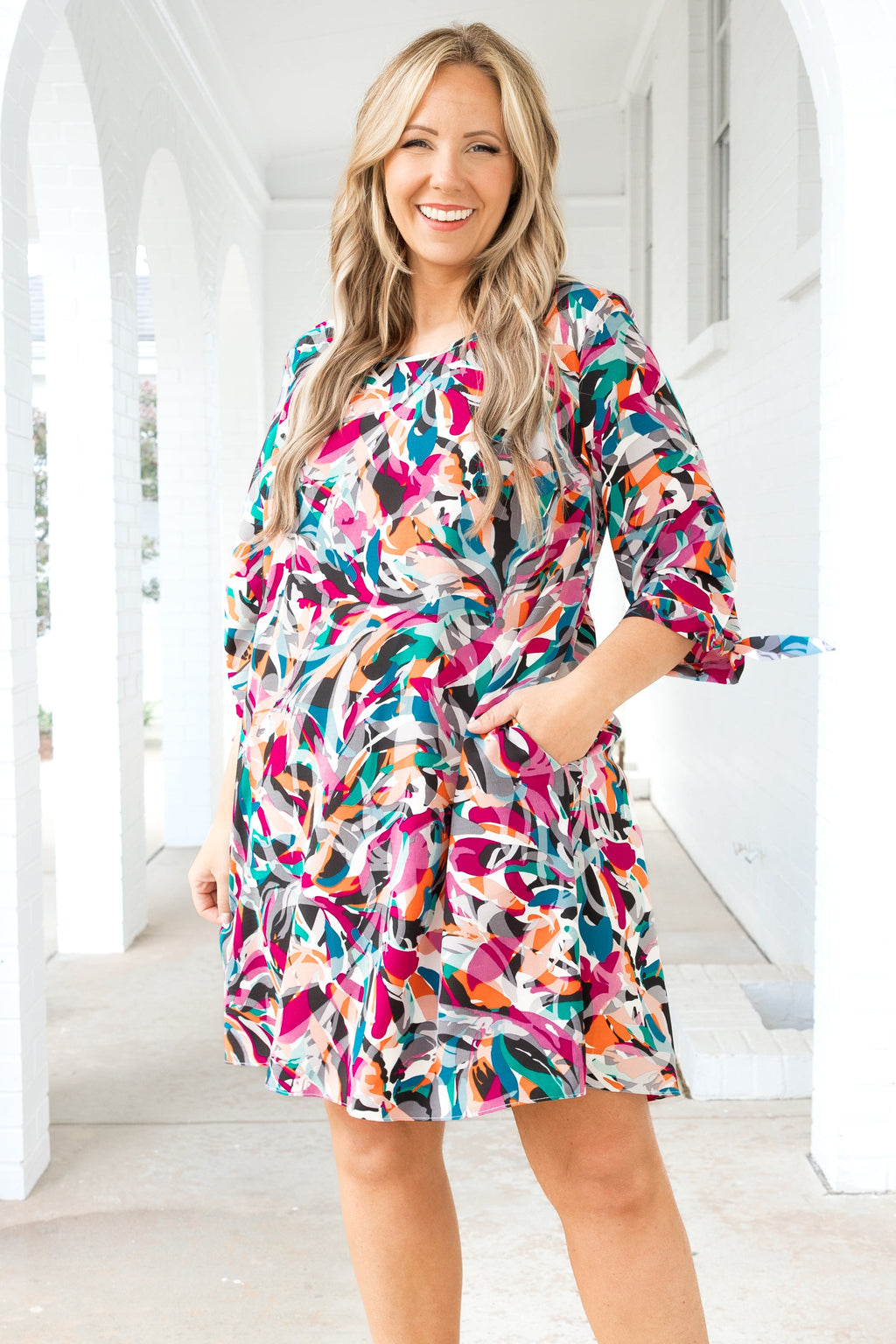 Figure Me Out Dress, Magenta-Jade