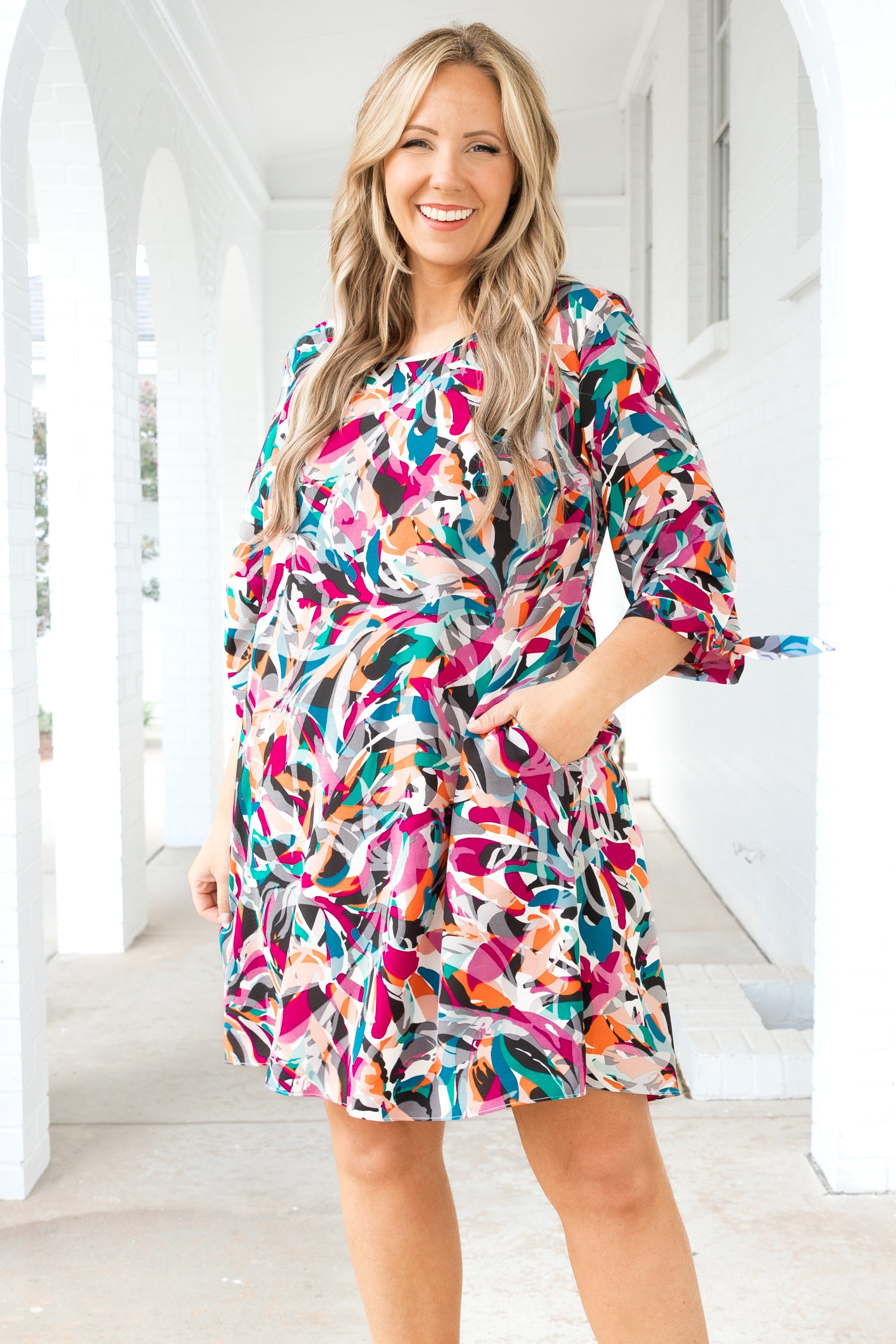 Figure Me Out Dress, Magenta-Jade