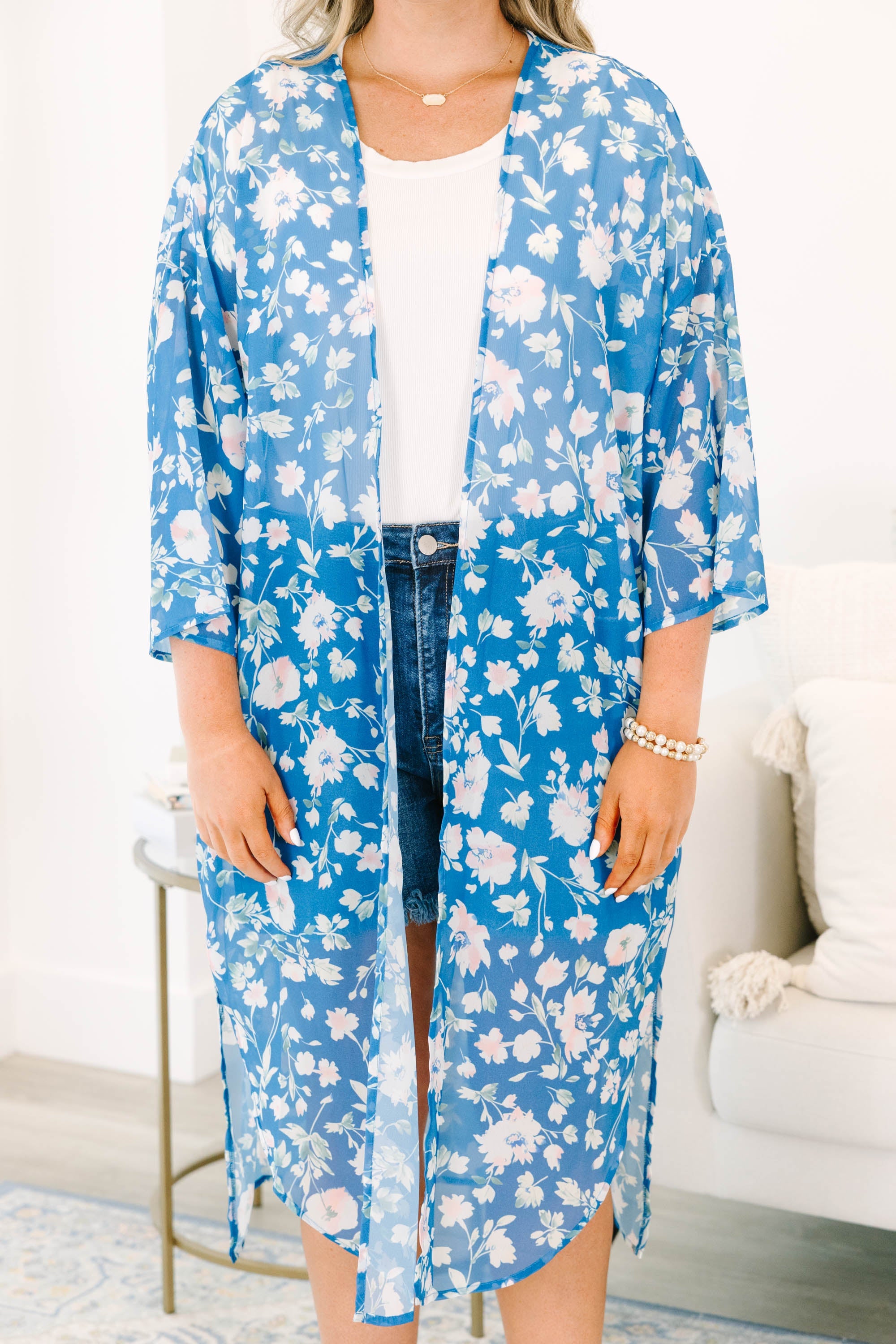Fire And Rain Kimono, Blue
