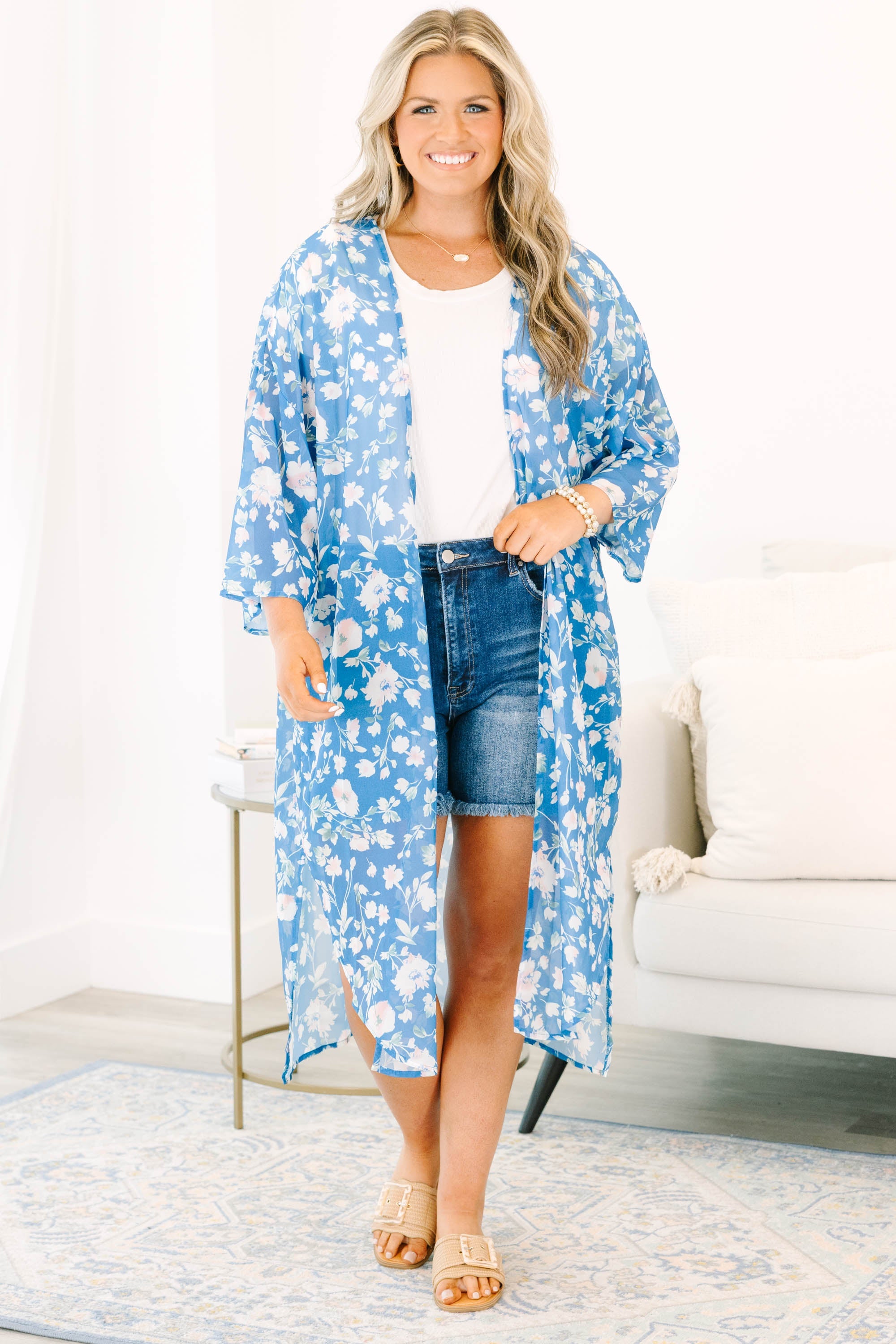 Fire And Rain Kimono, Blue