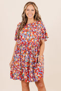Fire Flower Babydoll Dress, Red