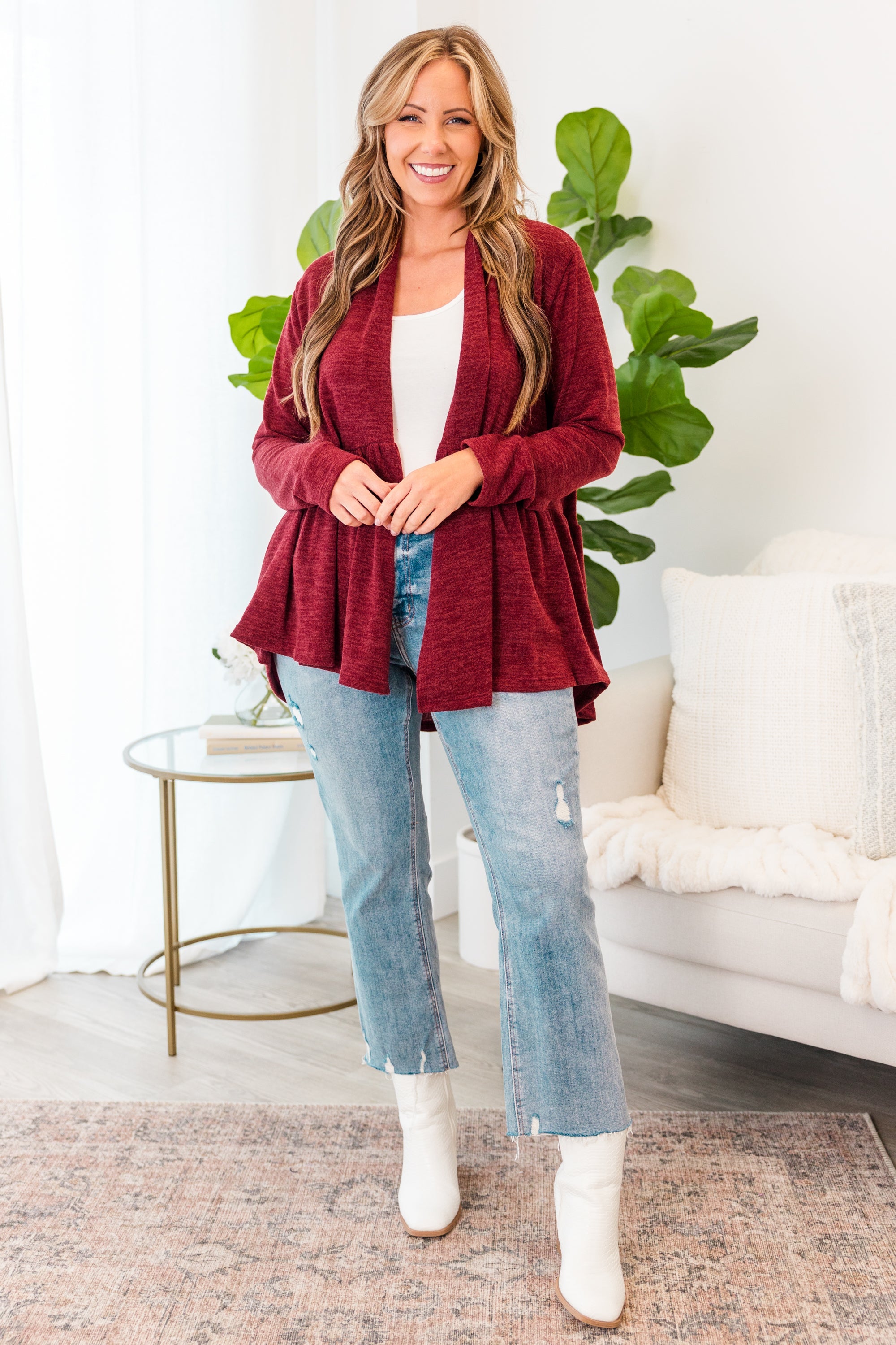 Fireside Comfort Cardigan, Burgundy