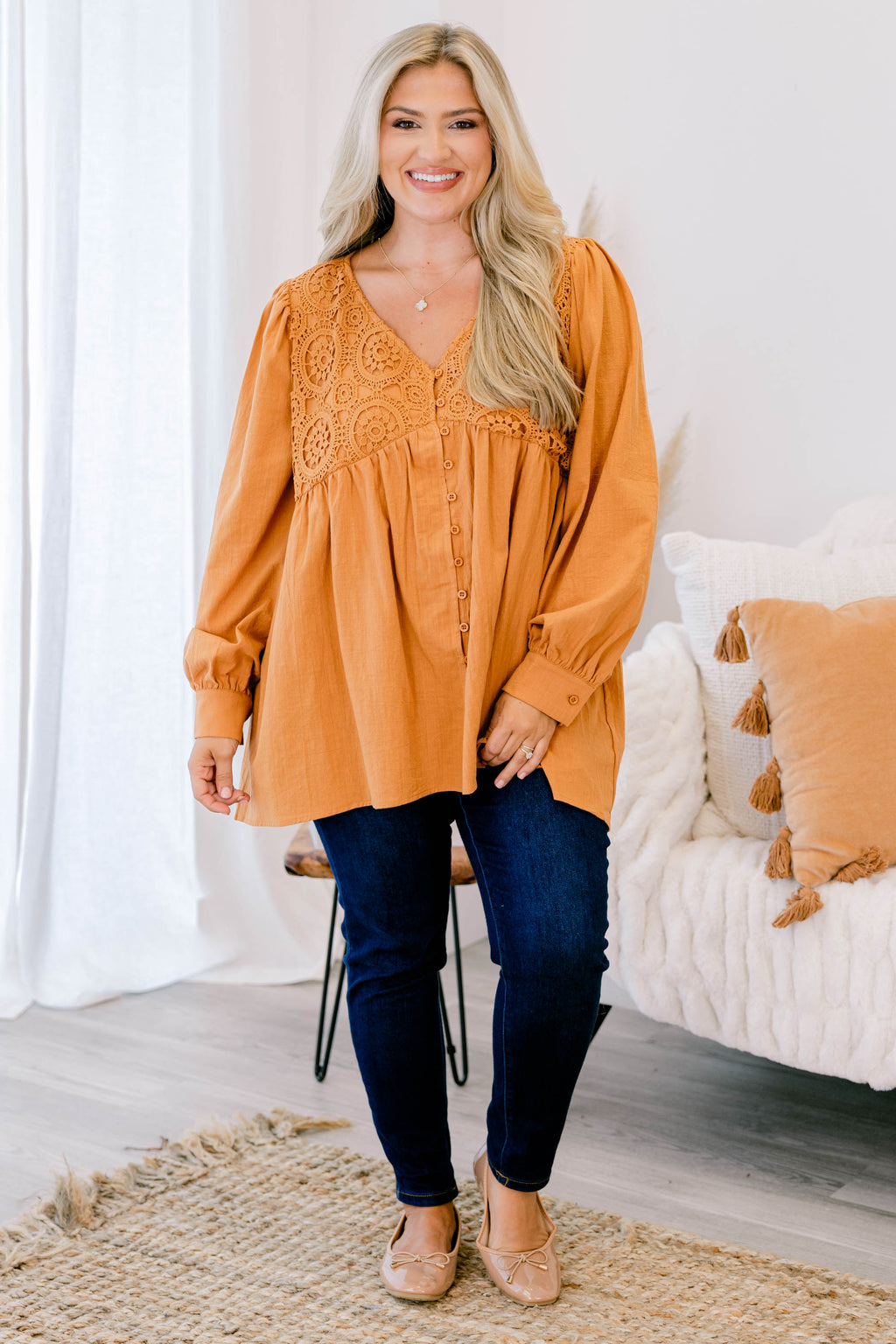 Fireside Stories Top, Orange