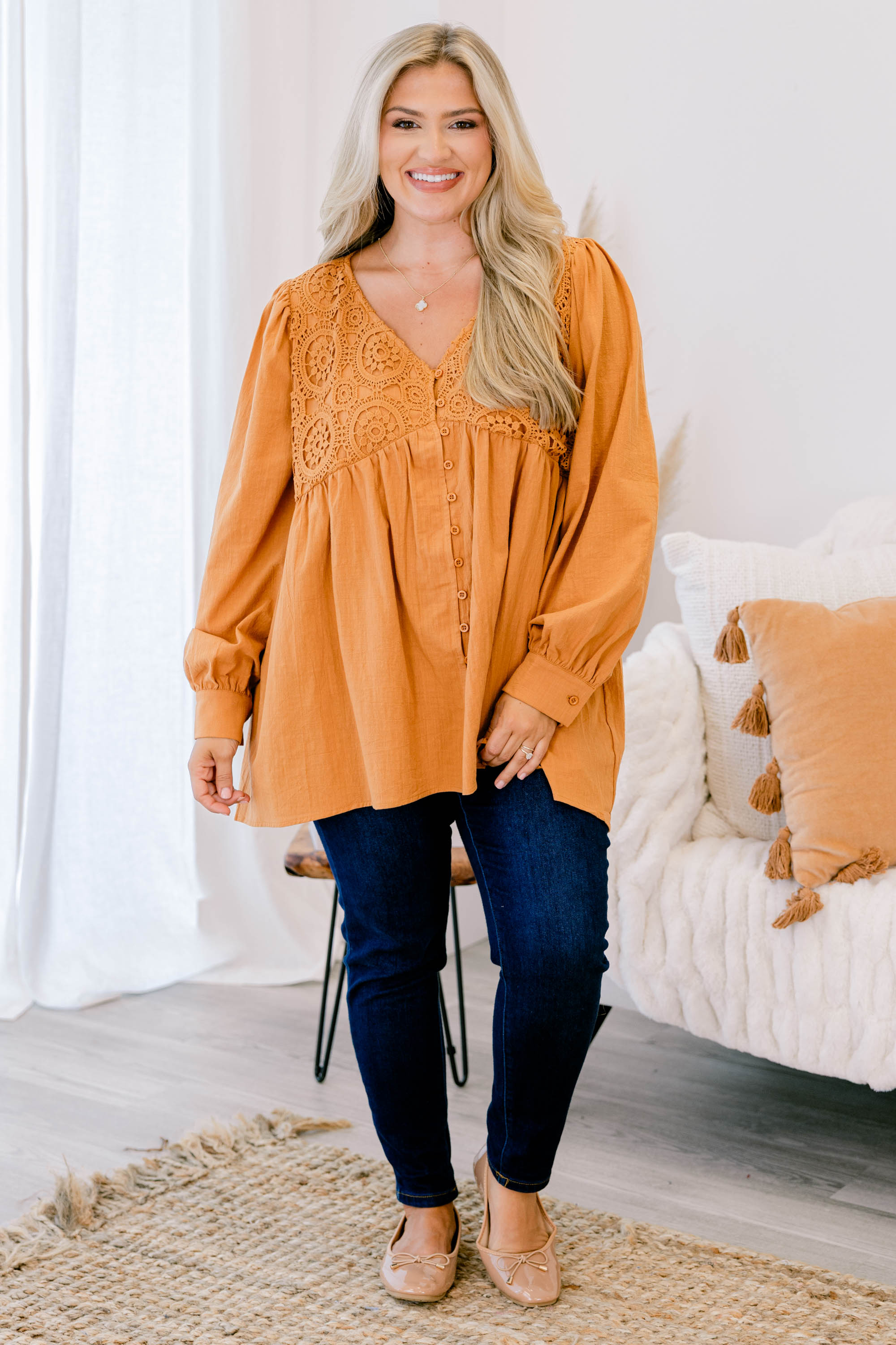 Fireside Stories Top, Orange