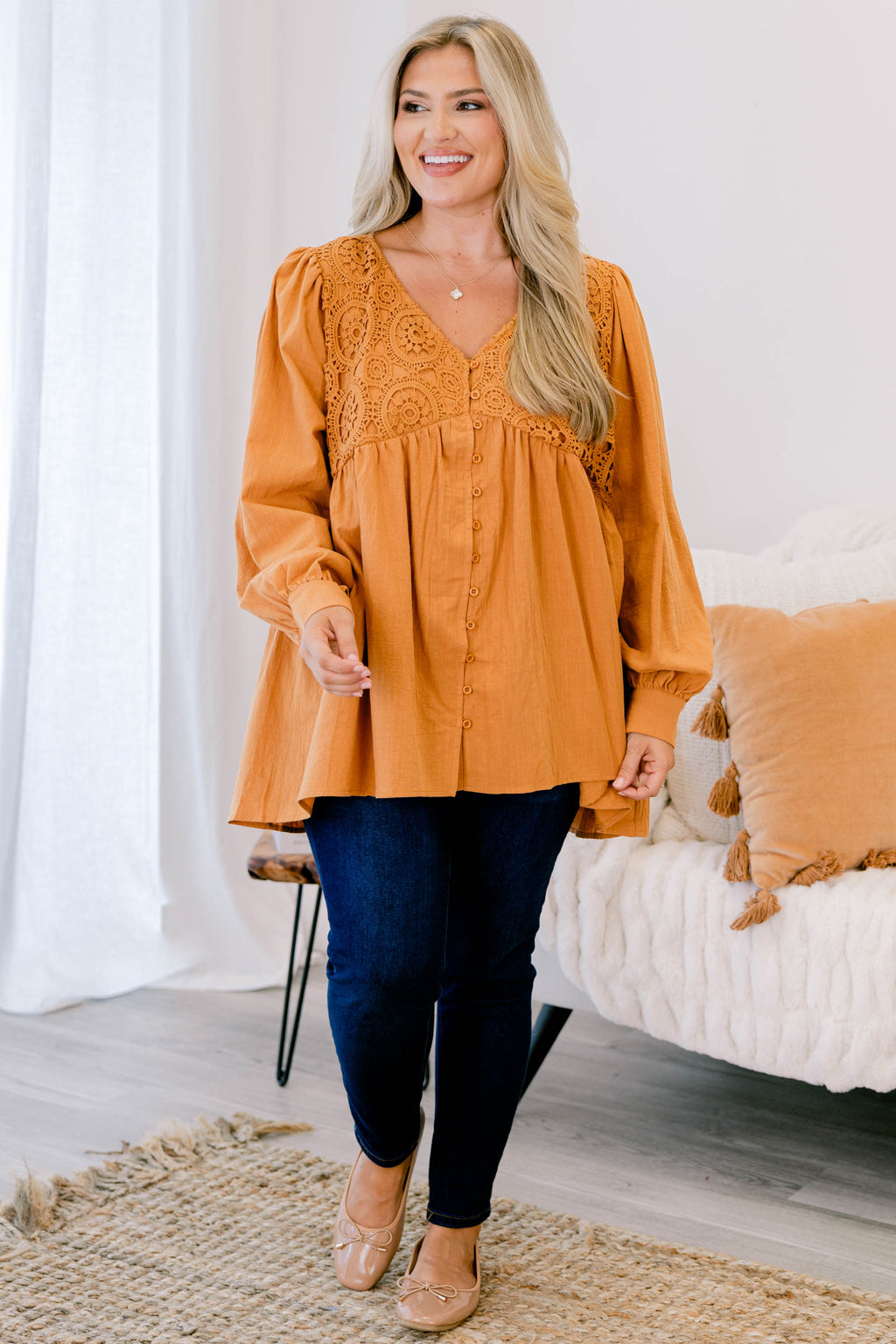 Fireside Stories Top, Orange