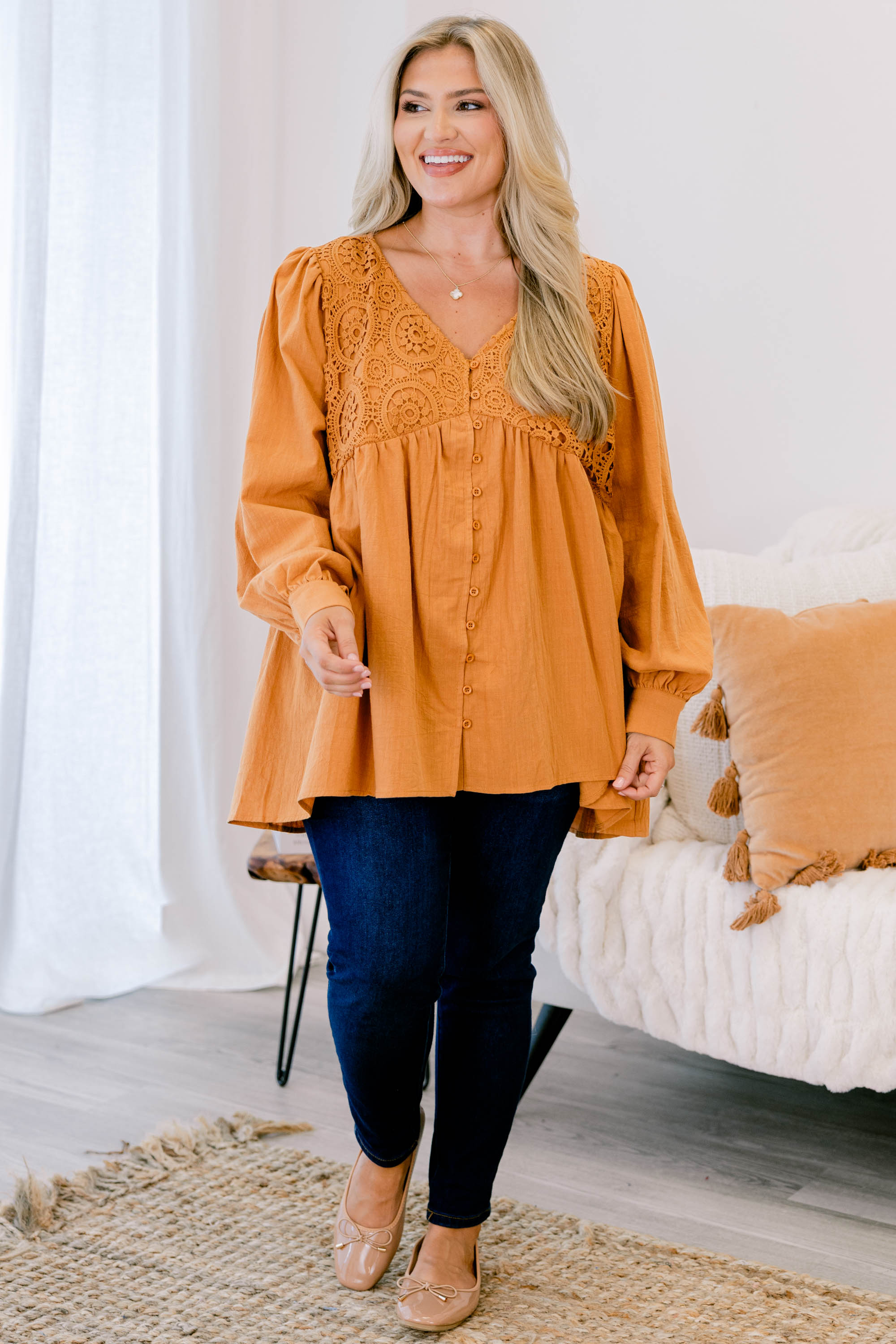 Fireside Stories Top, Orange