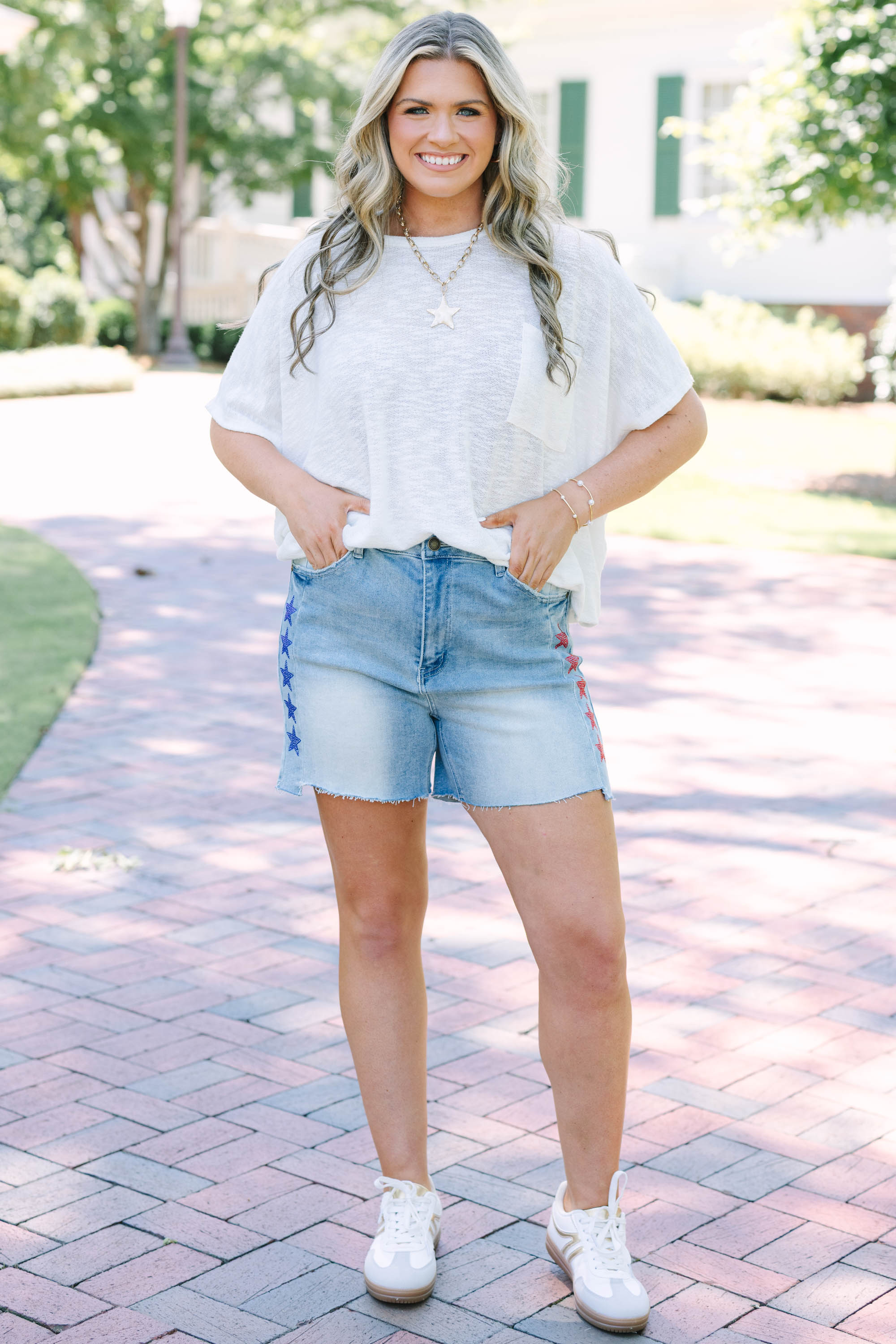 Fireworks and Sparklers Shorts, Medium Wash