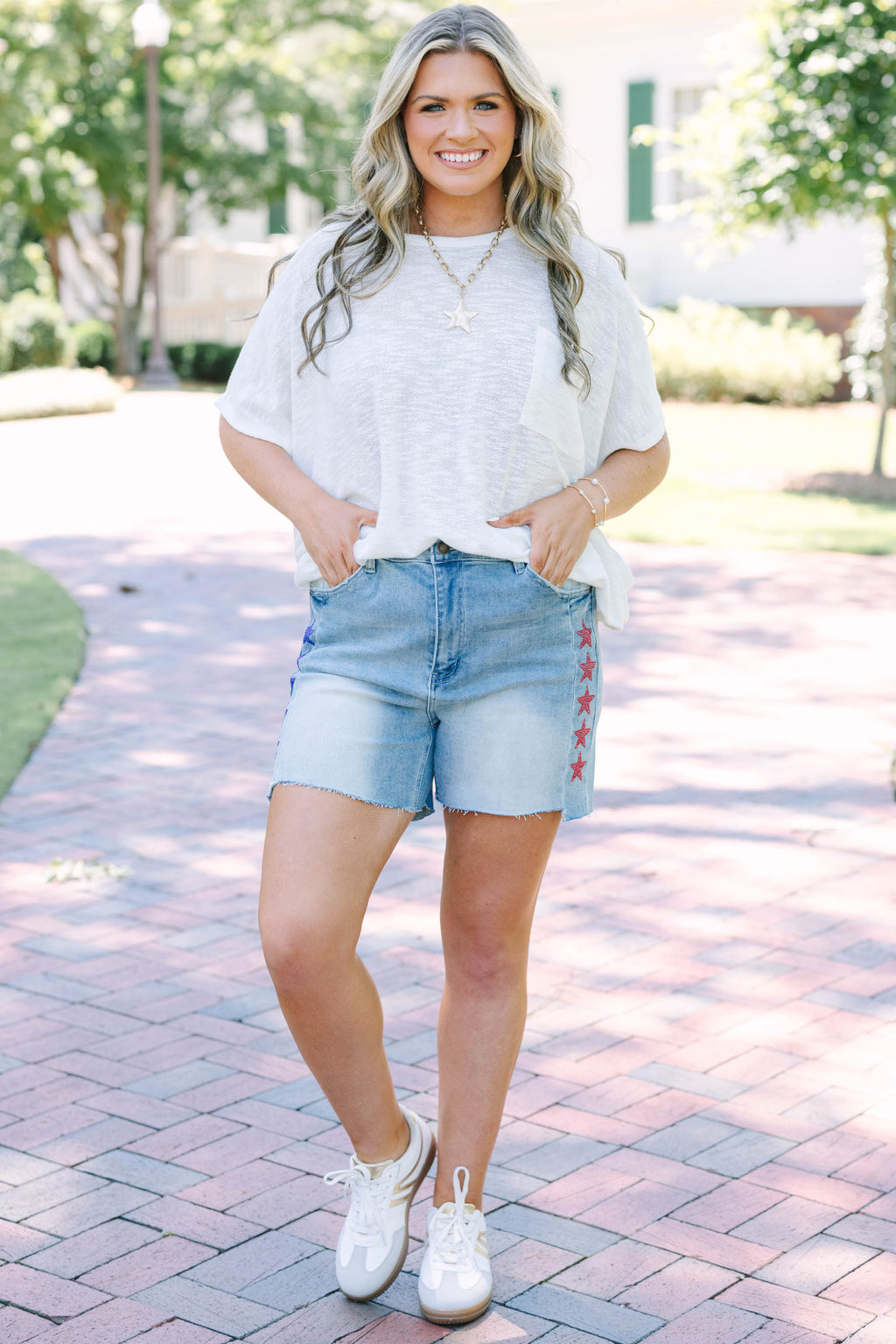 Fireworks and Sparklers Shorts, Medium Wash