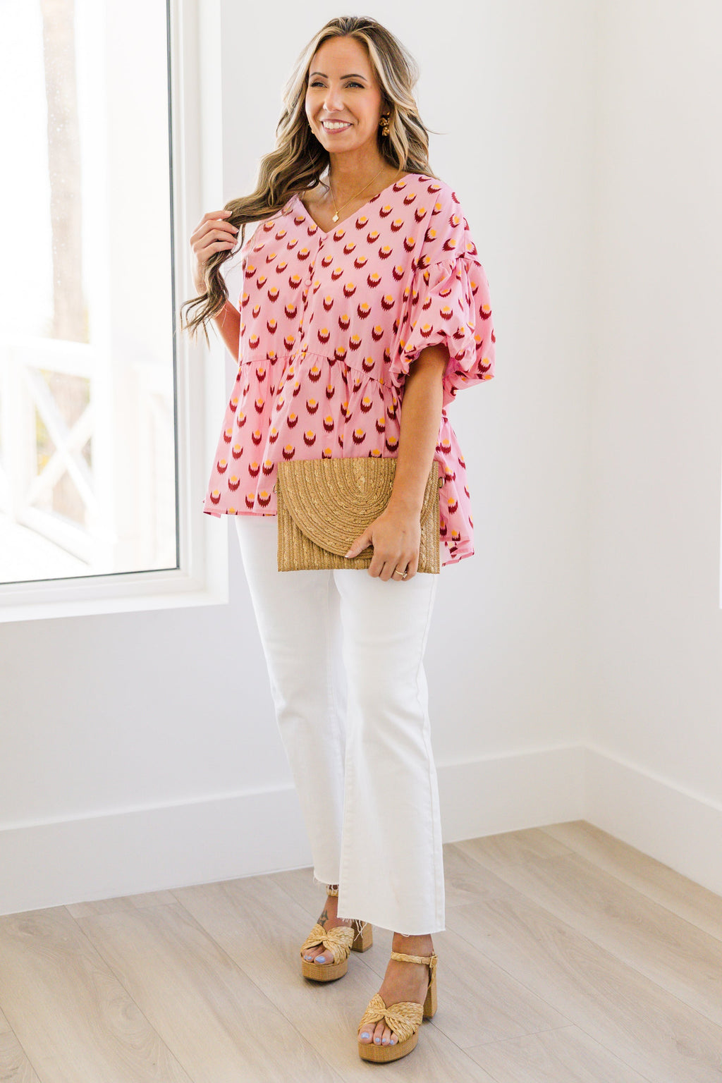 First Glance Top, Pink-Yellow