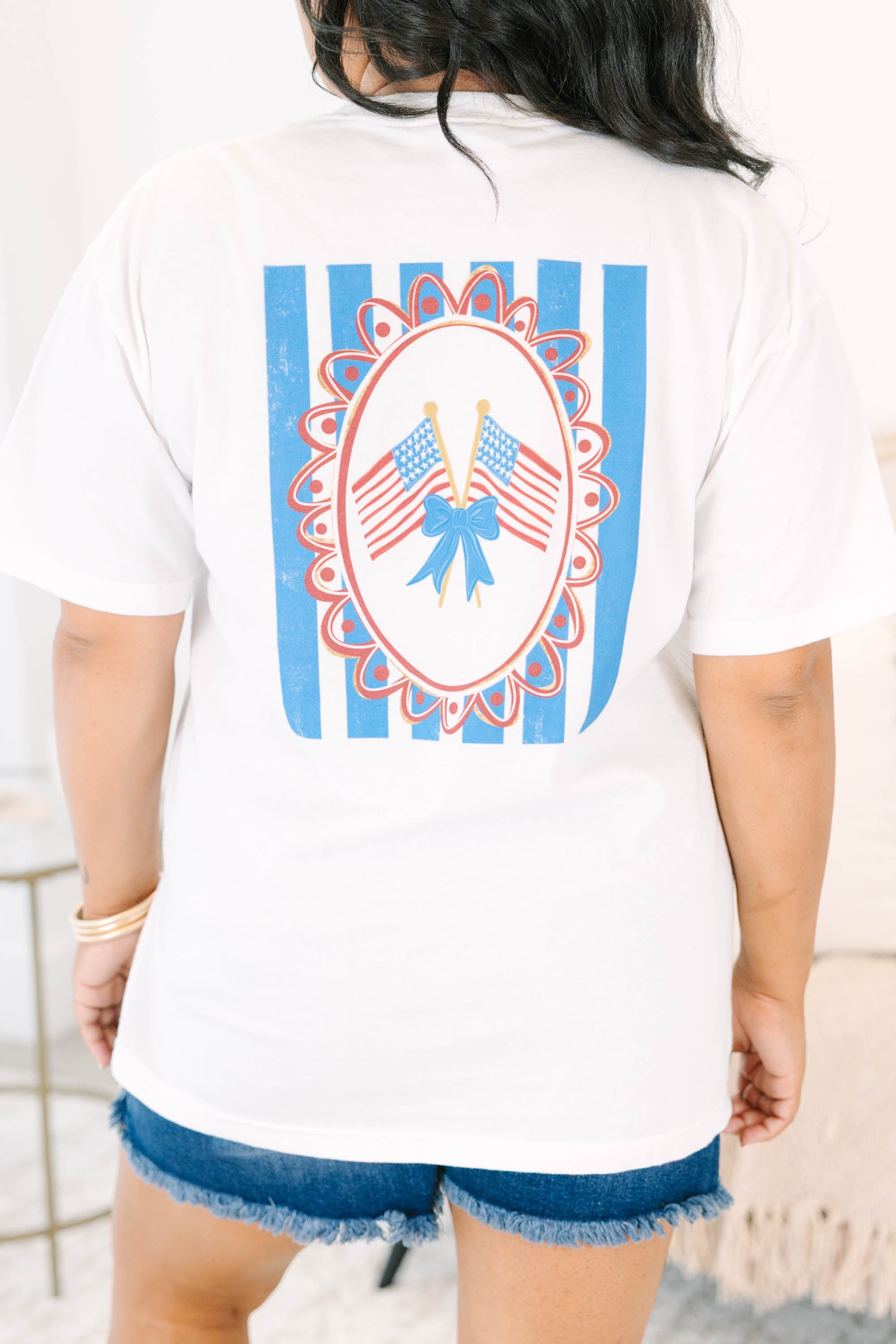 Flags & Stripes Vintage Wash Tee, White