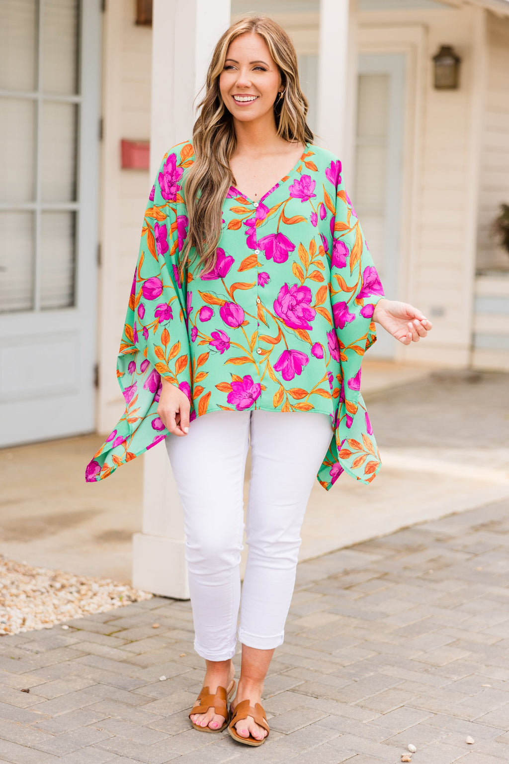 Floating Garden Tunic, Green Multi