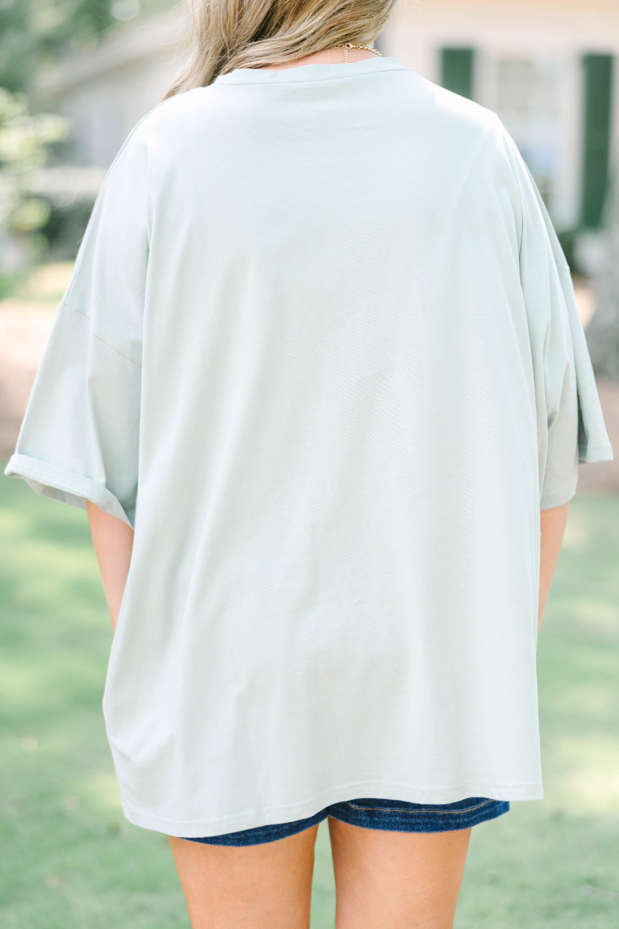 Flower Garden Boyfriend Tee, Light Sage