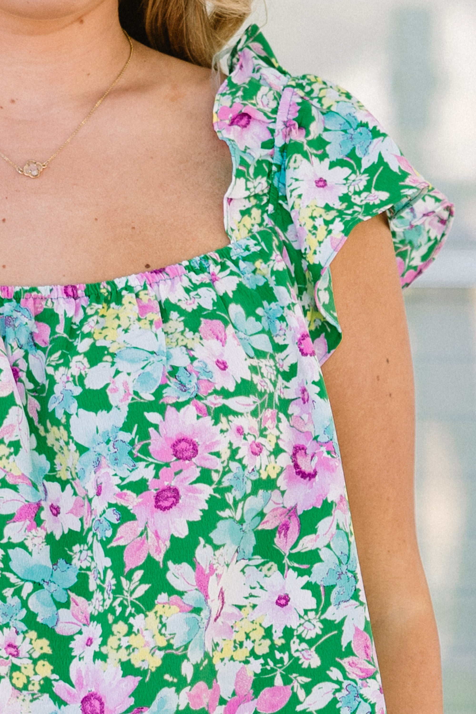 Flower Party Top, Green