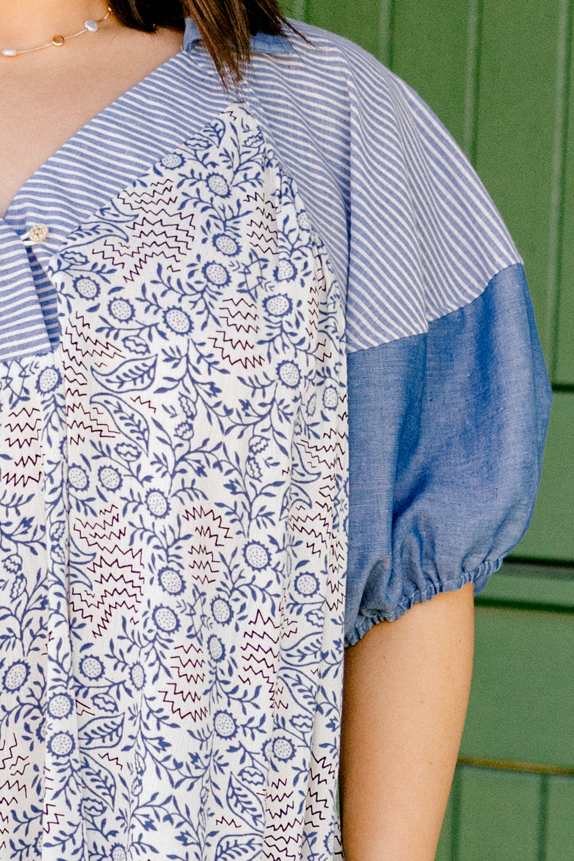 Flower Patch Boho Top, Denim