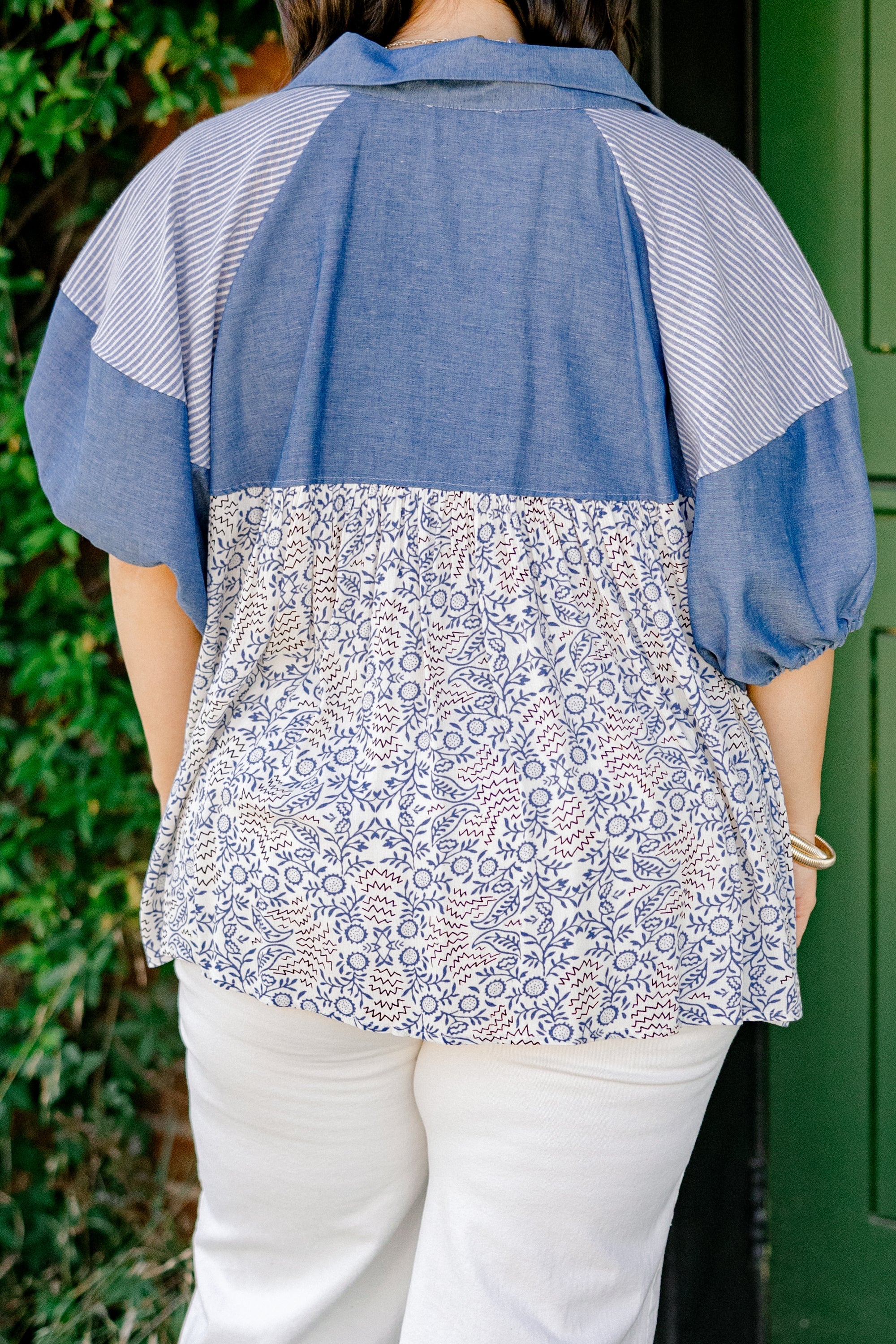 Flower Patch Boho Top, Denim