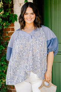 Flower Patch Boho Top, Denim