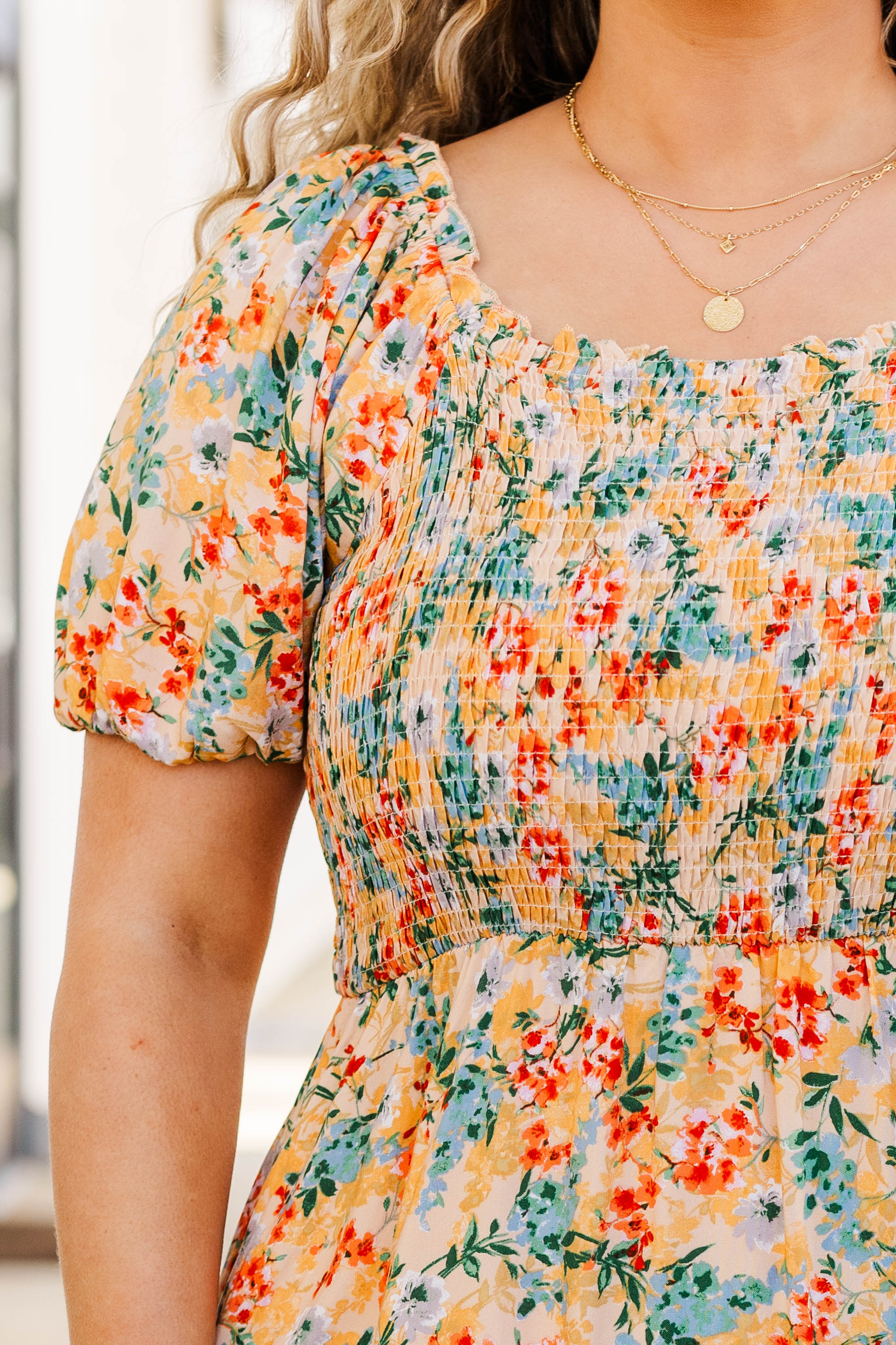 Flowers From The Garden Dress, Peach