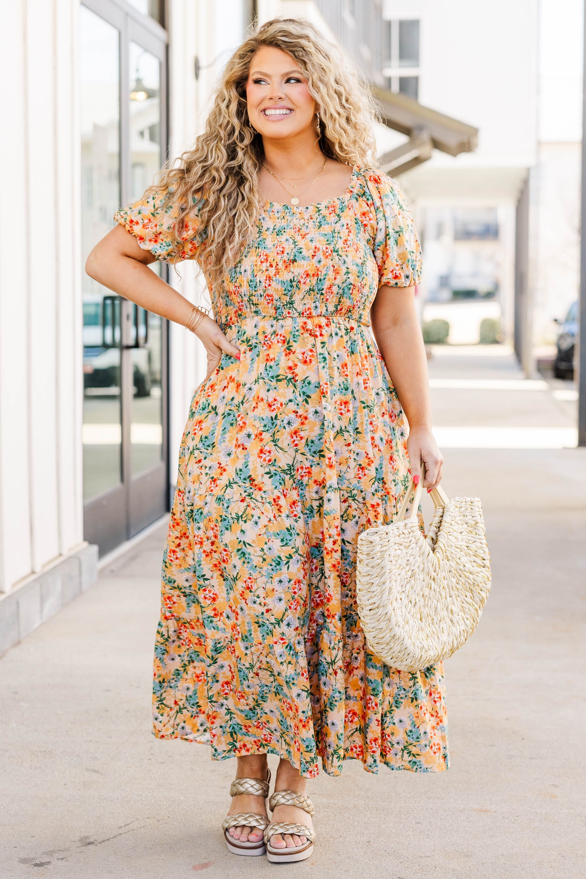 Flowers From The Garden Dress, Peach