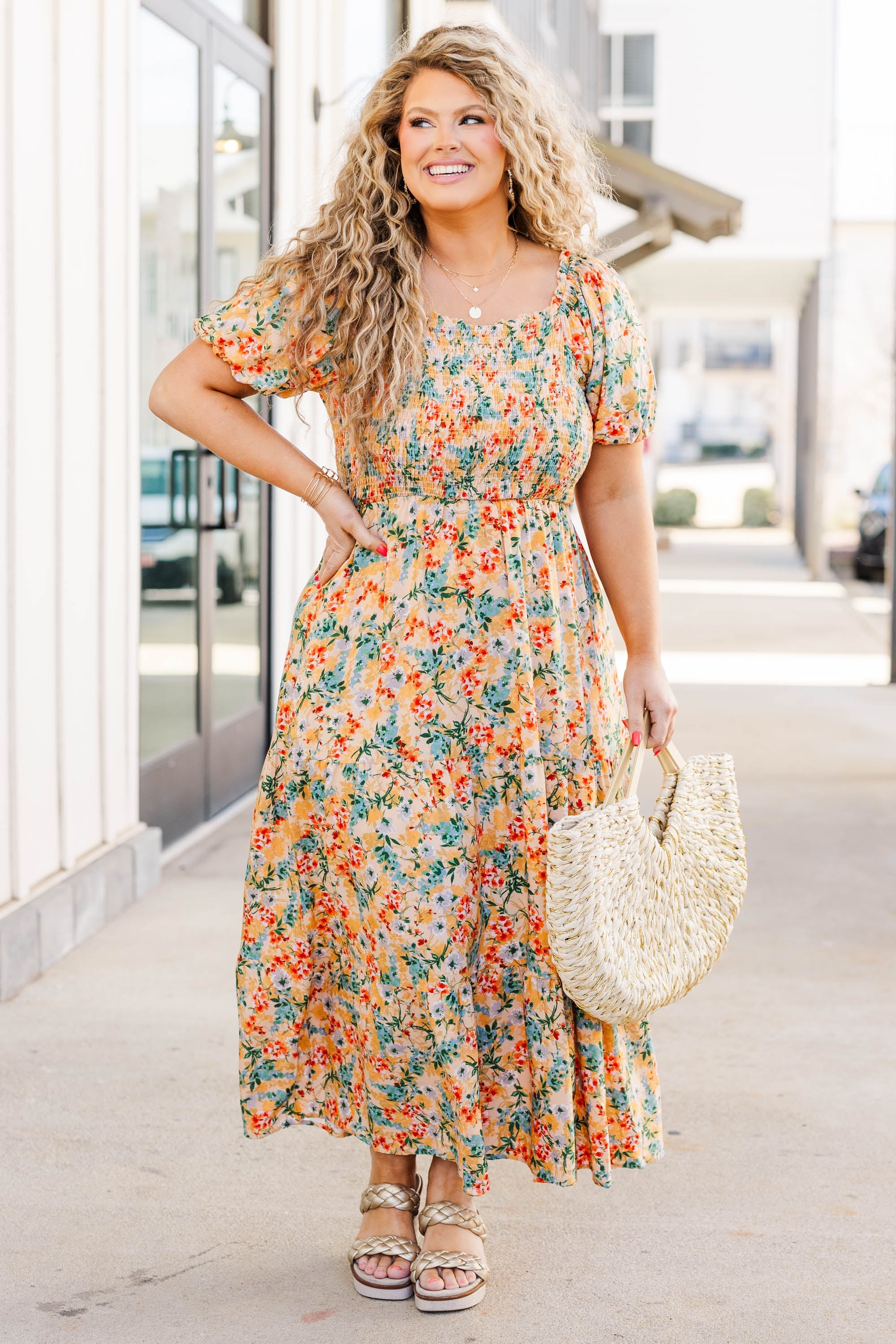 Flowers From The Garden Dress, Peach