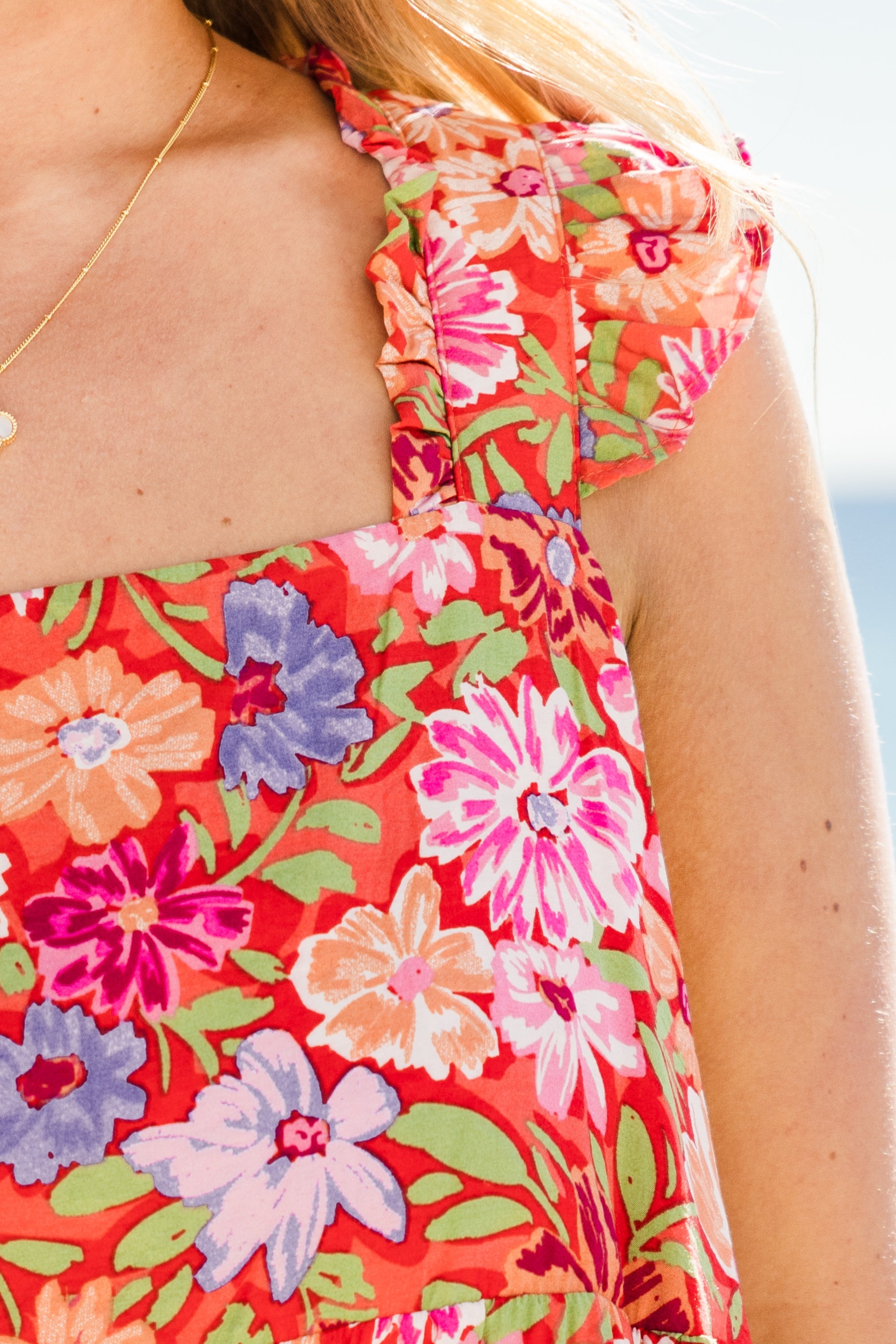 Flowers Upon Flowers Dress, Tomato Multi