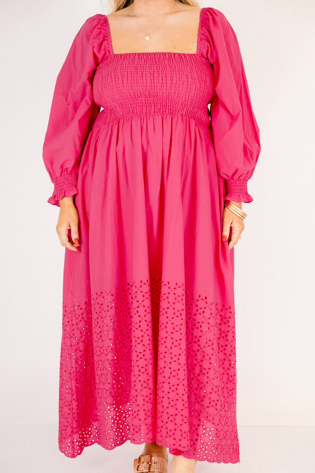 Fluttering Breeze Midi Dress, Hot Pink