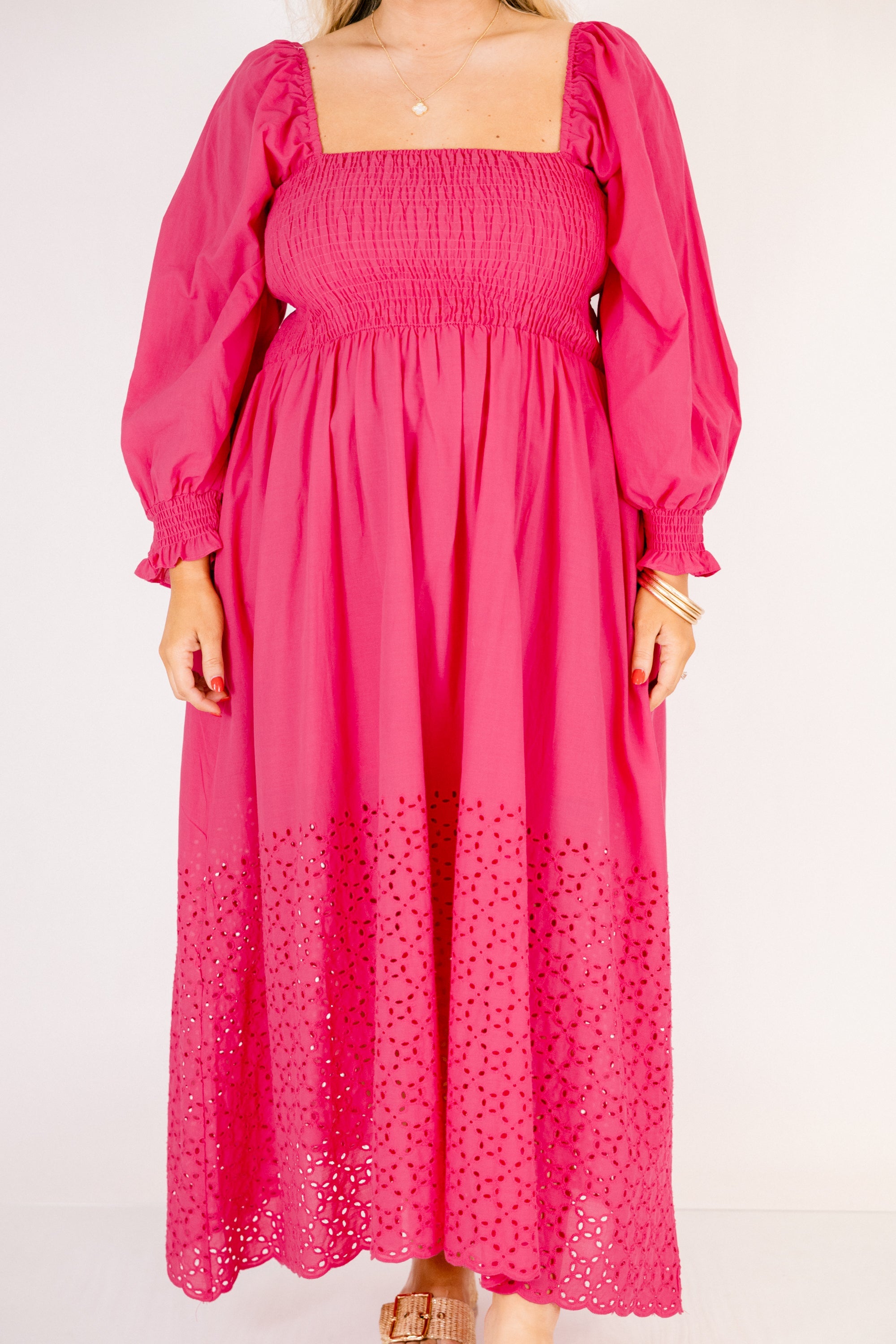 Fluttering Breeze Midi Dress, Hot Pink