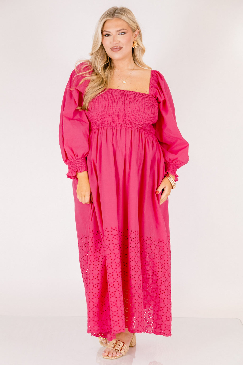 Fluttering Breeze Midi Dress, Hot Pink