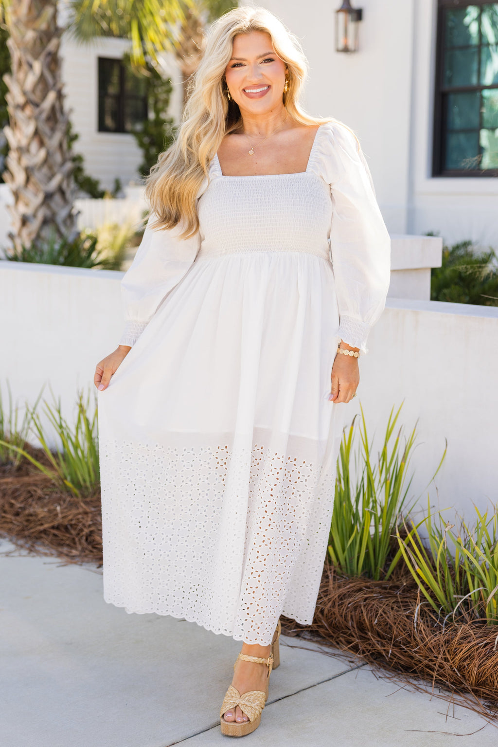 Fluttering Breeze Midi Dress, White