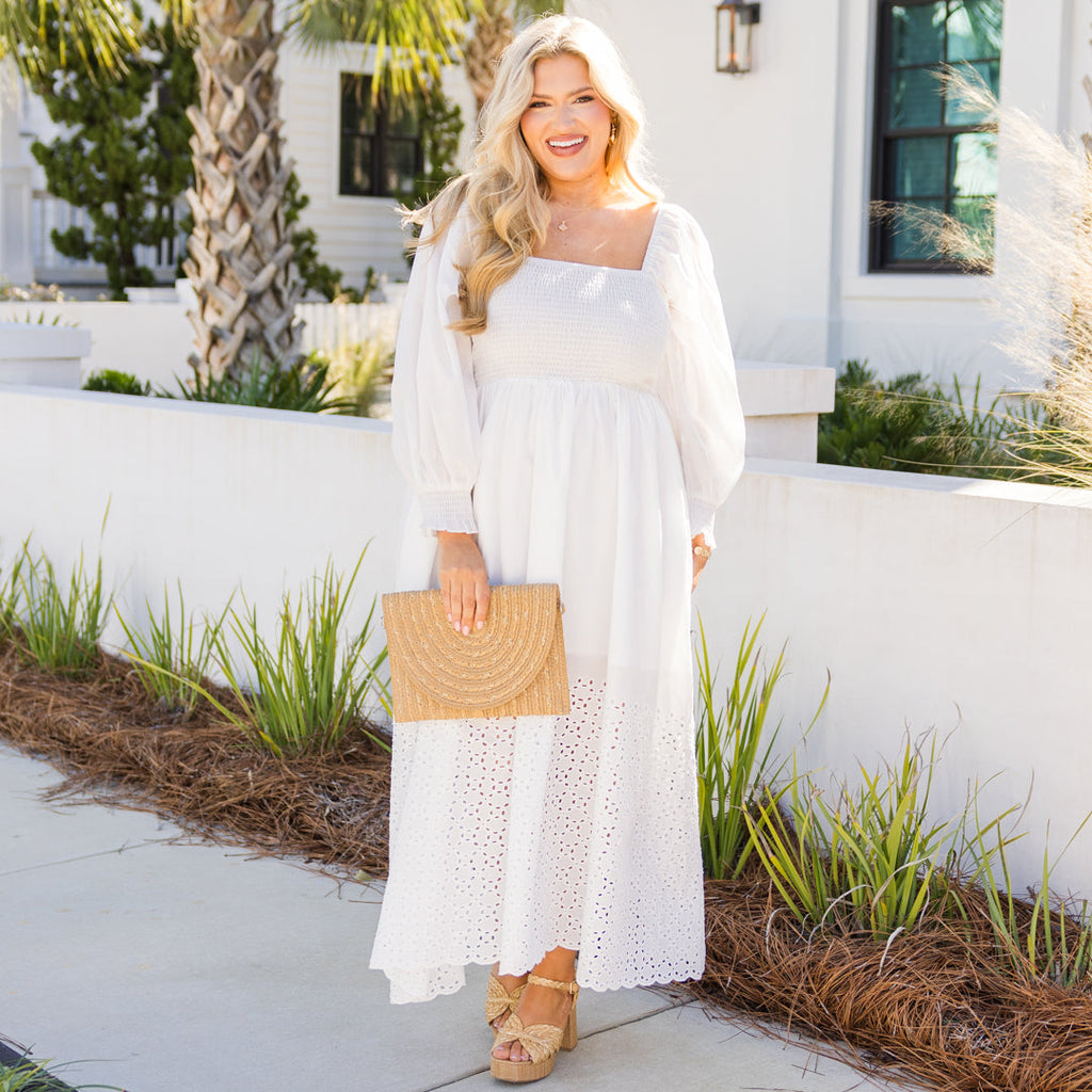 Fluttering Breeze Midi Dress, White