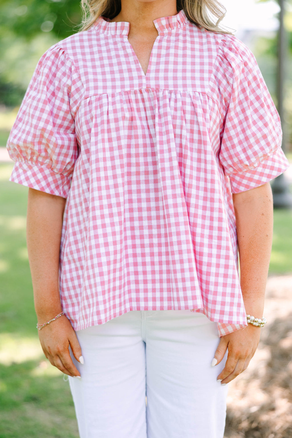 Forever Charming Top, Pink Gingham
