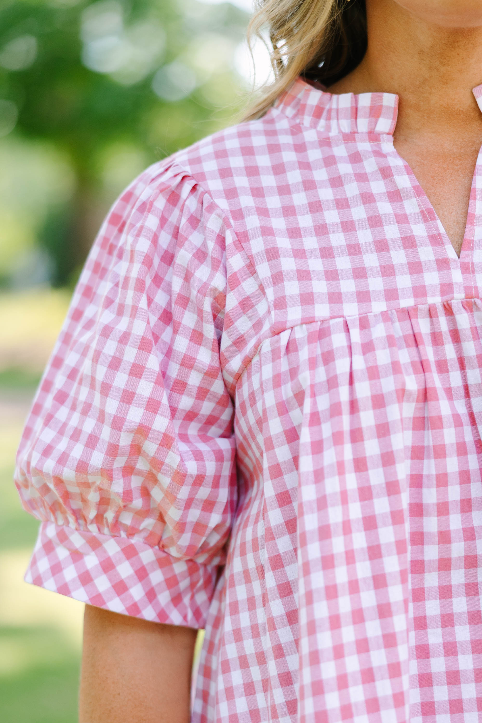 Forever Charming Top, Pink Gingham