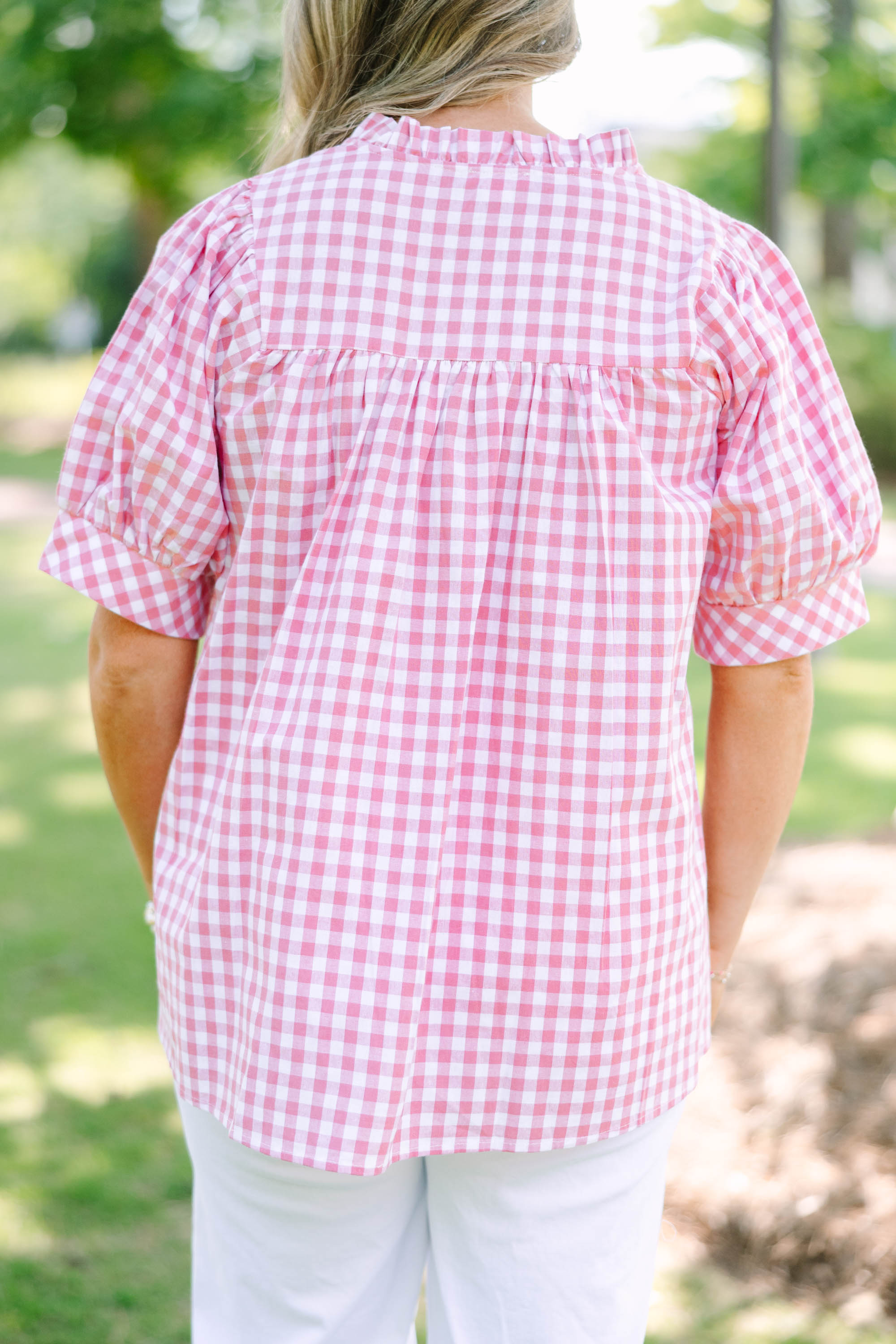 Forever Charming Top, Pink Gingham