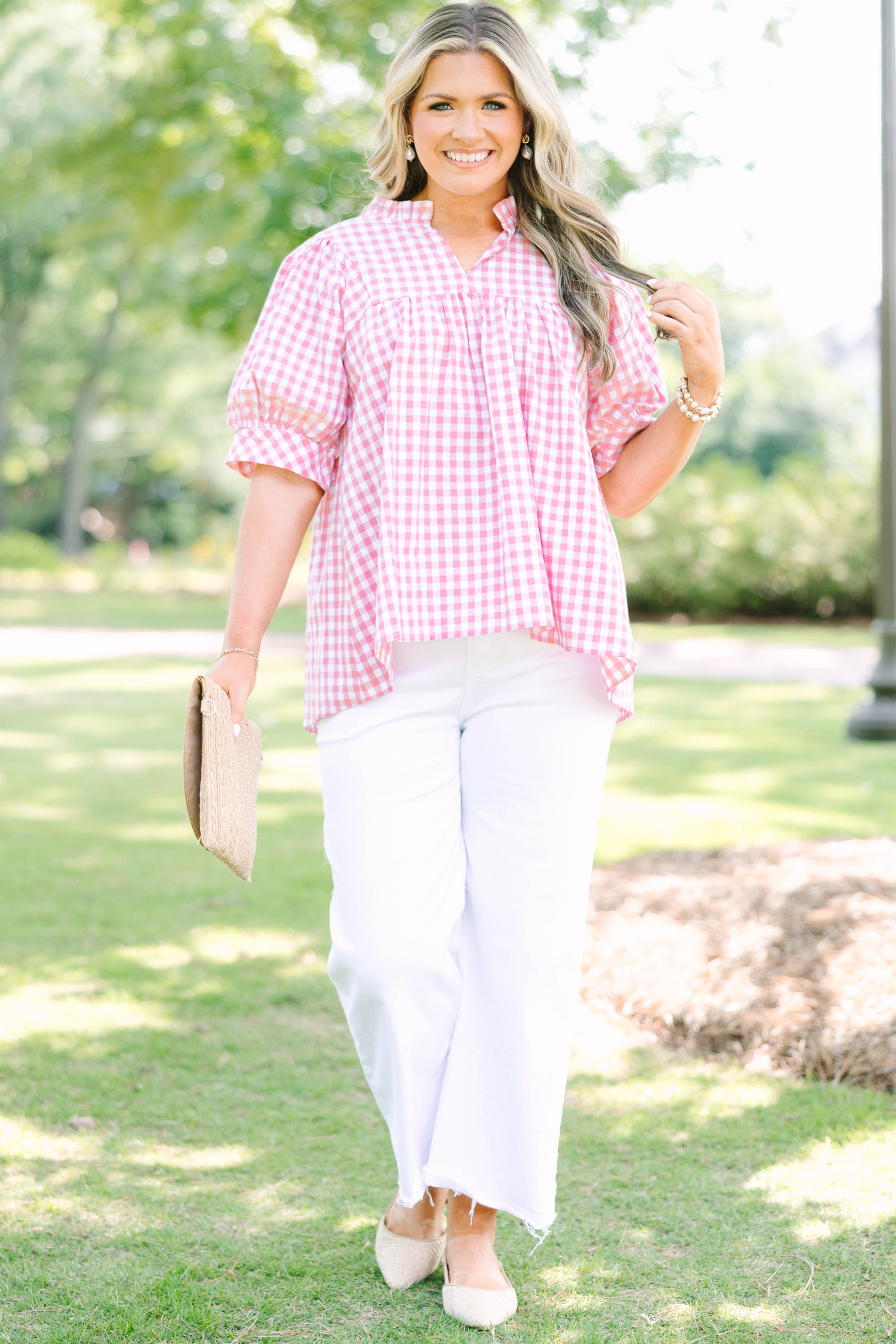 Forever Charming Top, Pink Gingham