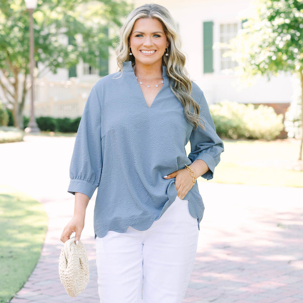 Forever In Mind Top, Steel Blue