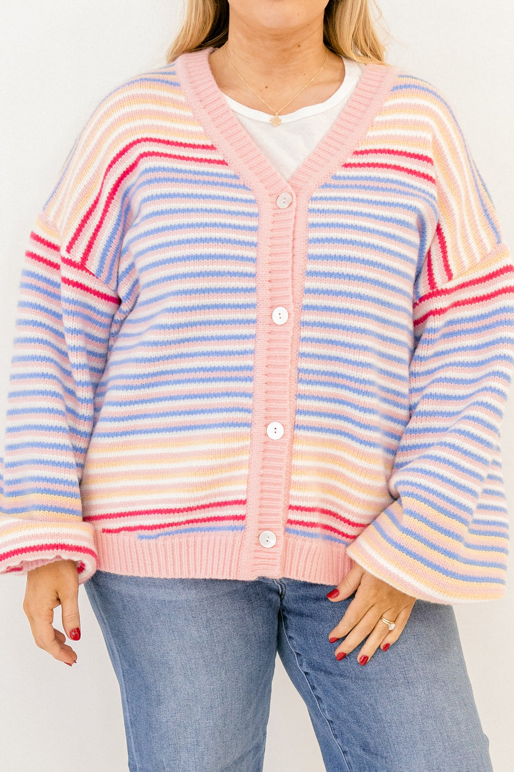 Found Love Cardigan, Pink Multi