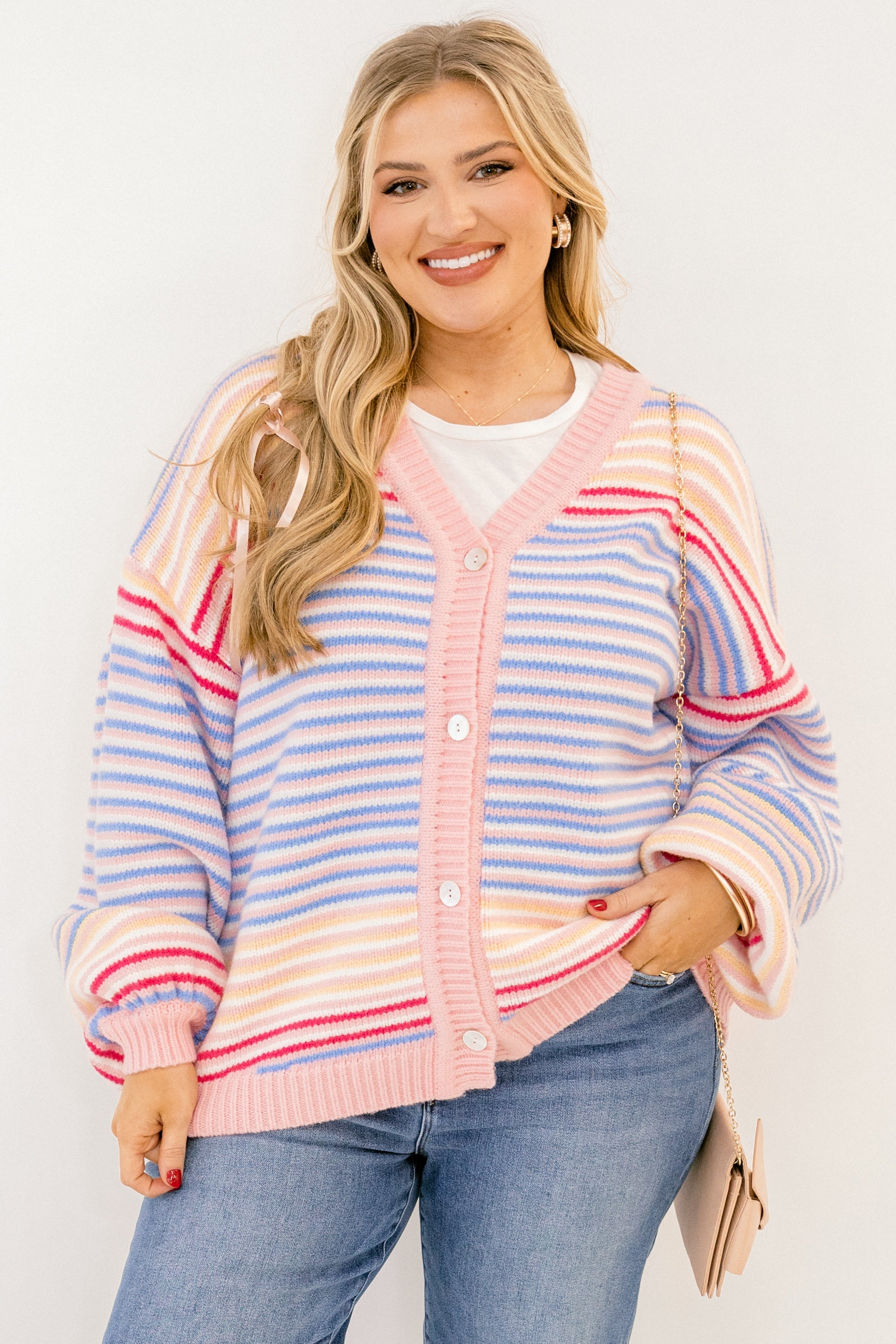 Found Love Cardigan, Pink Multi